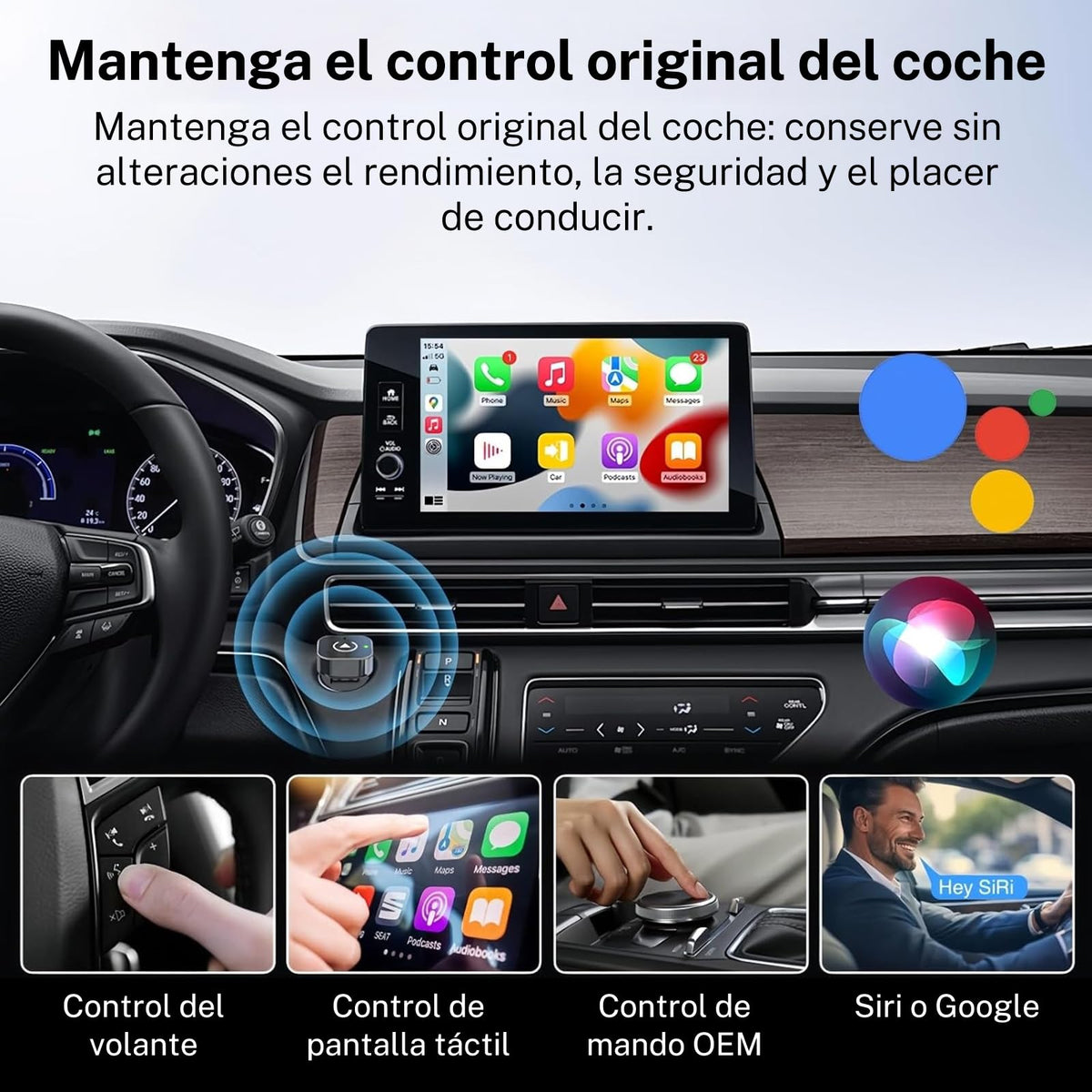 Adaptador Inalámbrico GOMITA Gris 2 en 1 para CarPlay y Android Auto
