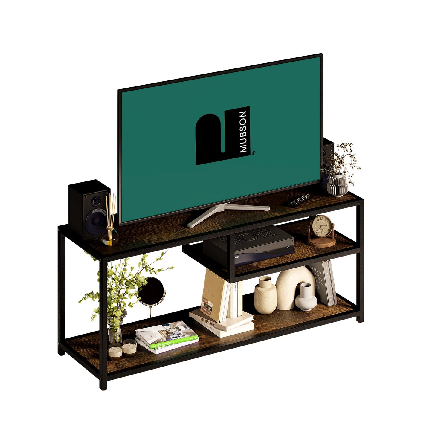 Mueble para TV MUBSON Negro con 3 Repisas para Pantallas de hasta 50 Pulgadas