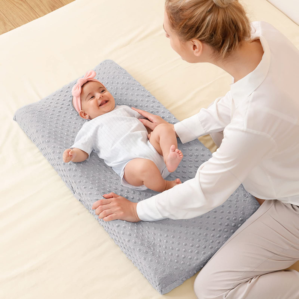 Cambiador de pañales para bebé, ultra suave, funda para cambiador de pañales, 100% algodón, sábanas para cambiar de mesa para bebés y niños, Cambio de cubierta de la almohadilla, Gris