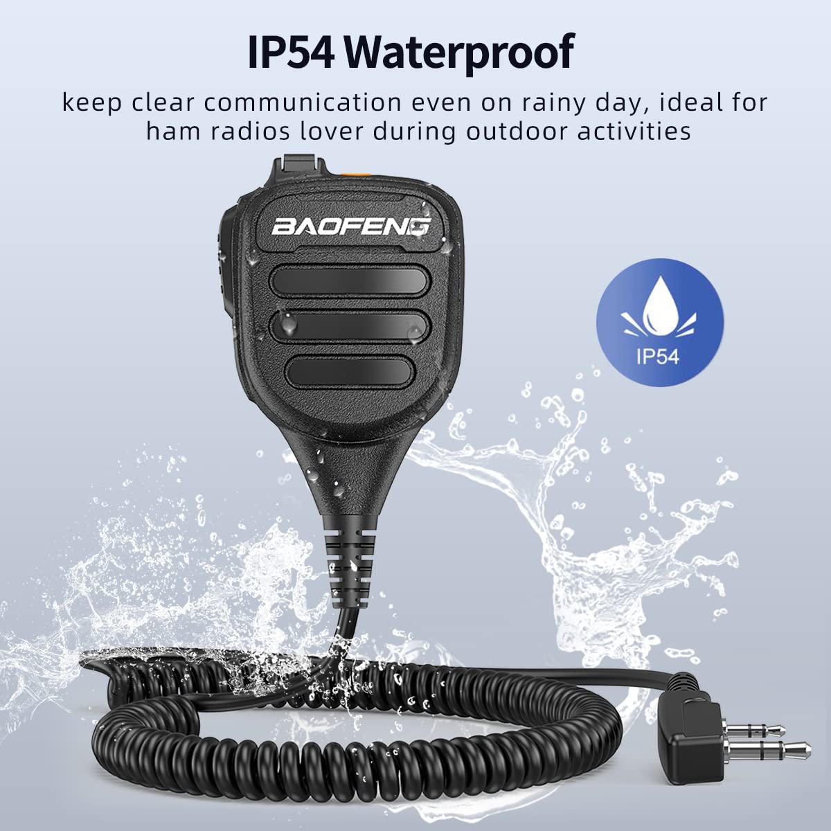 BAOFENG Micrófono de mano pesado BF-850 Ham Radio Mic IP54 Impermeable Volumen Ajustable Altavoz Micrófono para UV-5R BF-F8HP PRO AR-5RM UV-21R UV-32 para Kenwood Retevis Walkie Talkies