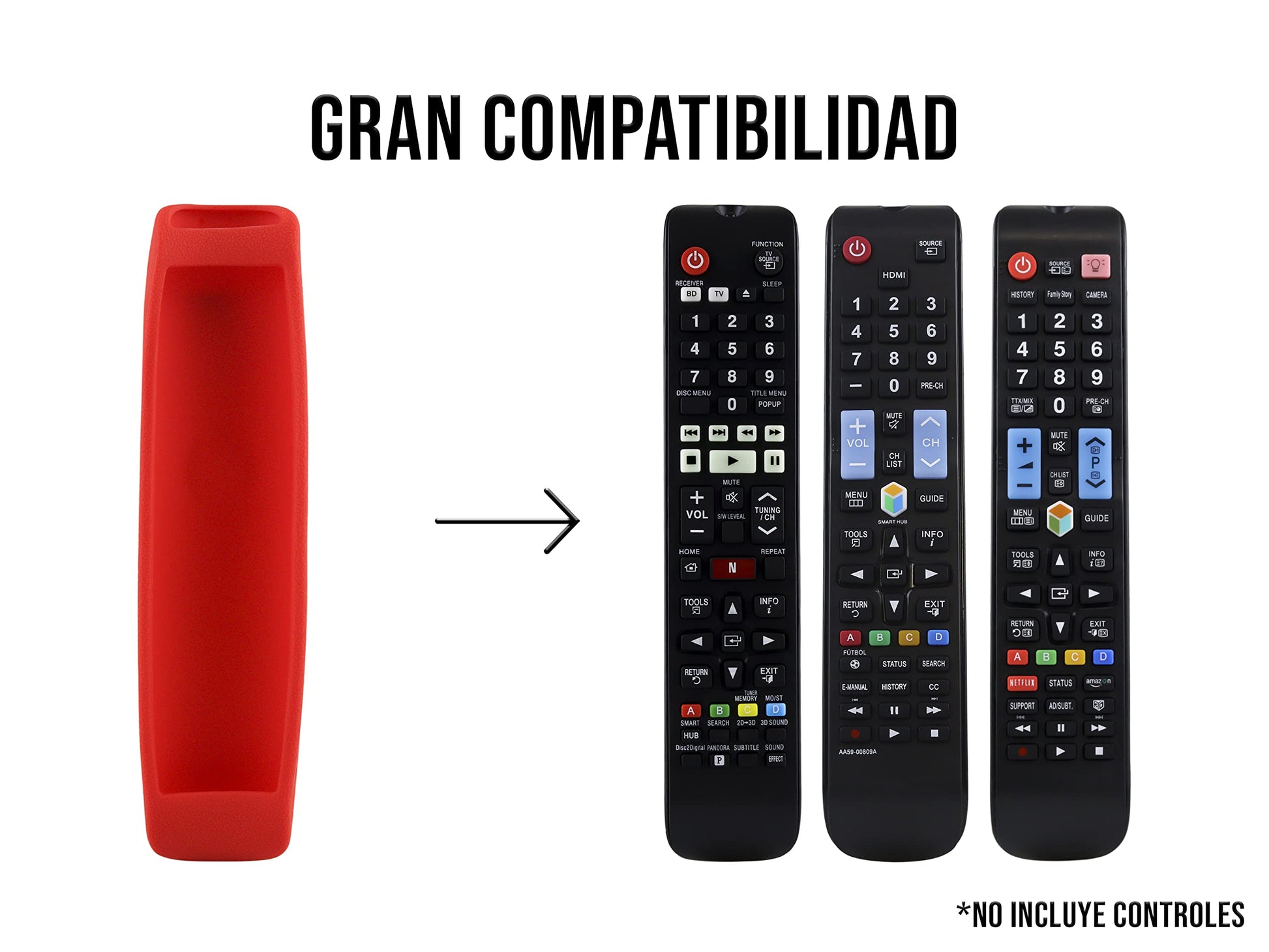 Funda Silicon para Control Samsung Bn59 Smart TV Case Protector (Red)