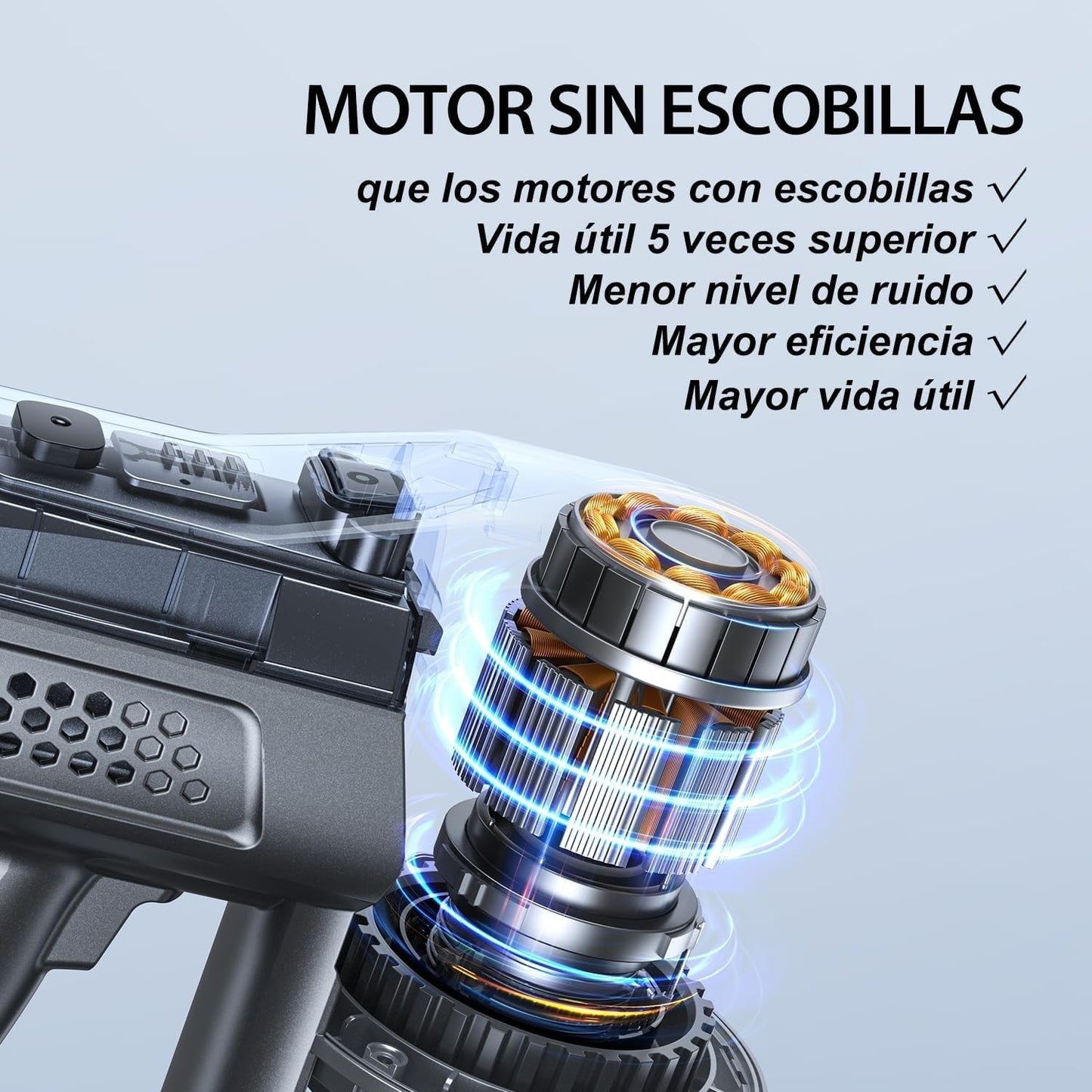 Greenote aspiradora inalambrica, 22000 Pa aspiradora de Mano 4 en 1, 200 W aspiradoras potentes con LED, Vacuum Cleaner de función de autoportante, Cepillo para Suelos Duros/pelos de Mascotas
