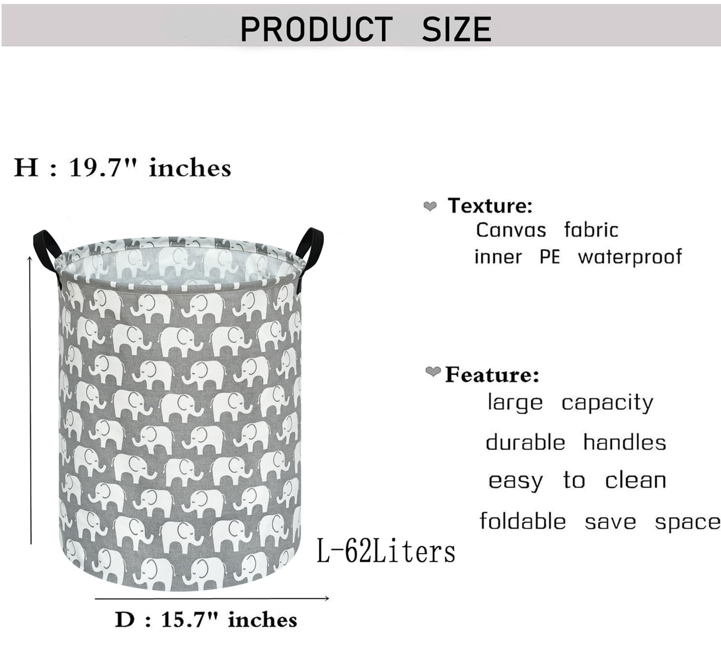 KUNRO - Cesta de almacenamiento redonda de gran tamaño, con revestimiento impermeable, organizadora, para guardería, ropa y juguetes