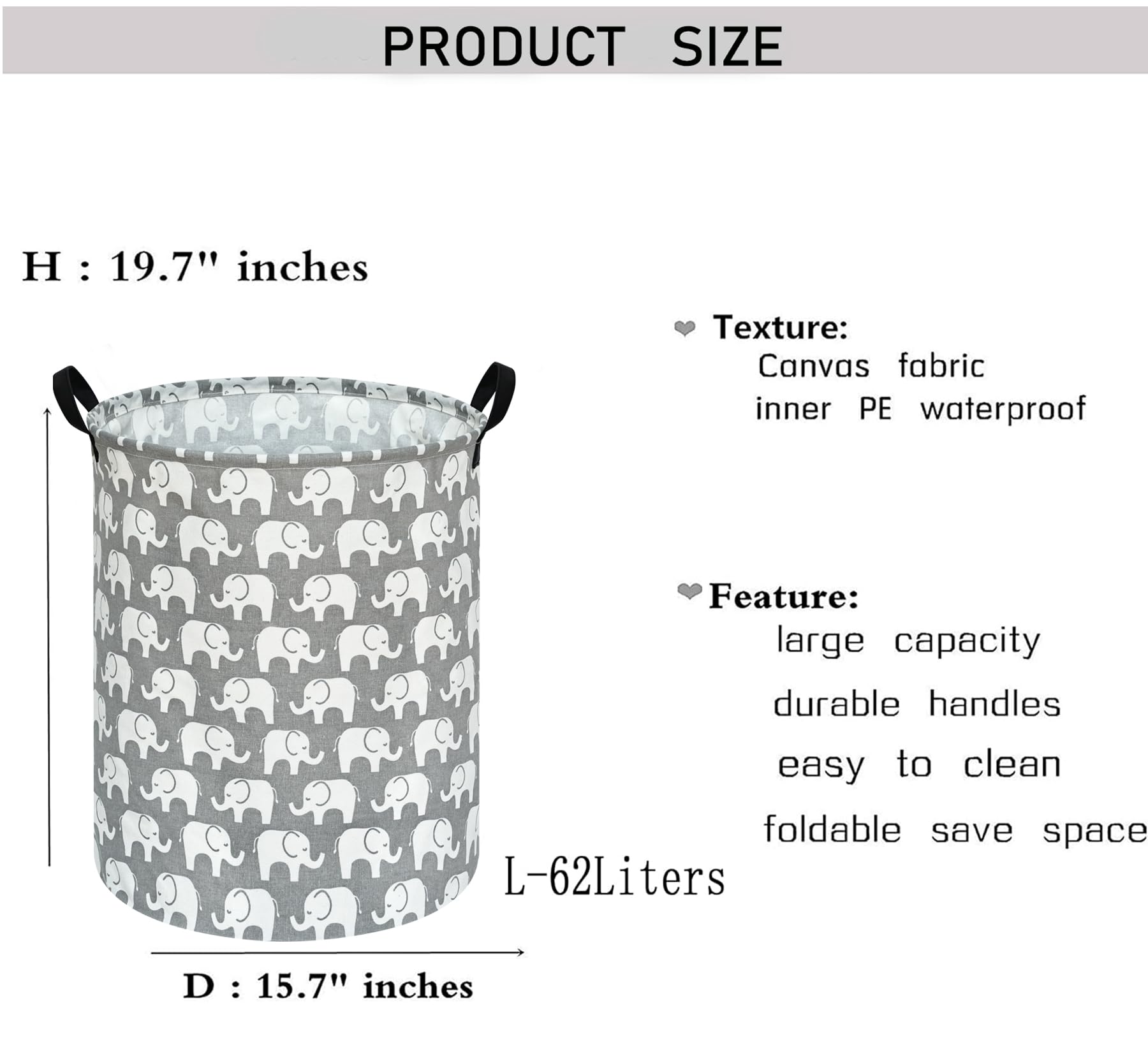 KUNRO - Cesta de almacenamiento redonda de gran tamaño, con revestimiento impermeable, organizadora, para guardería, ropa y juguetes