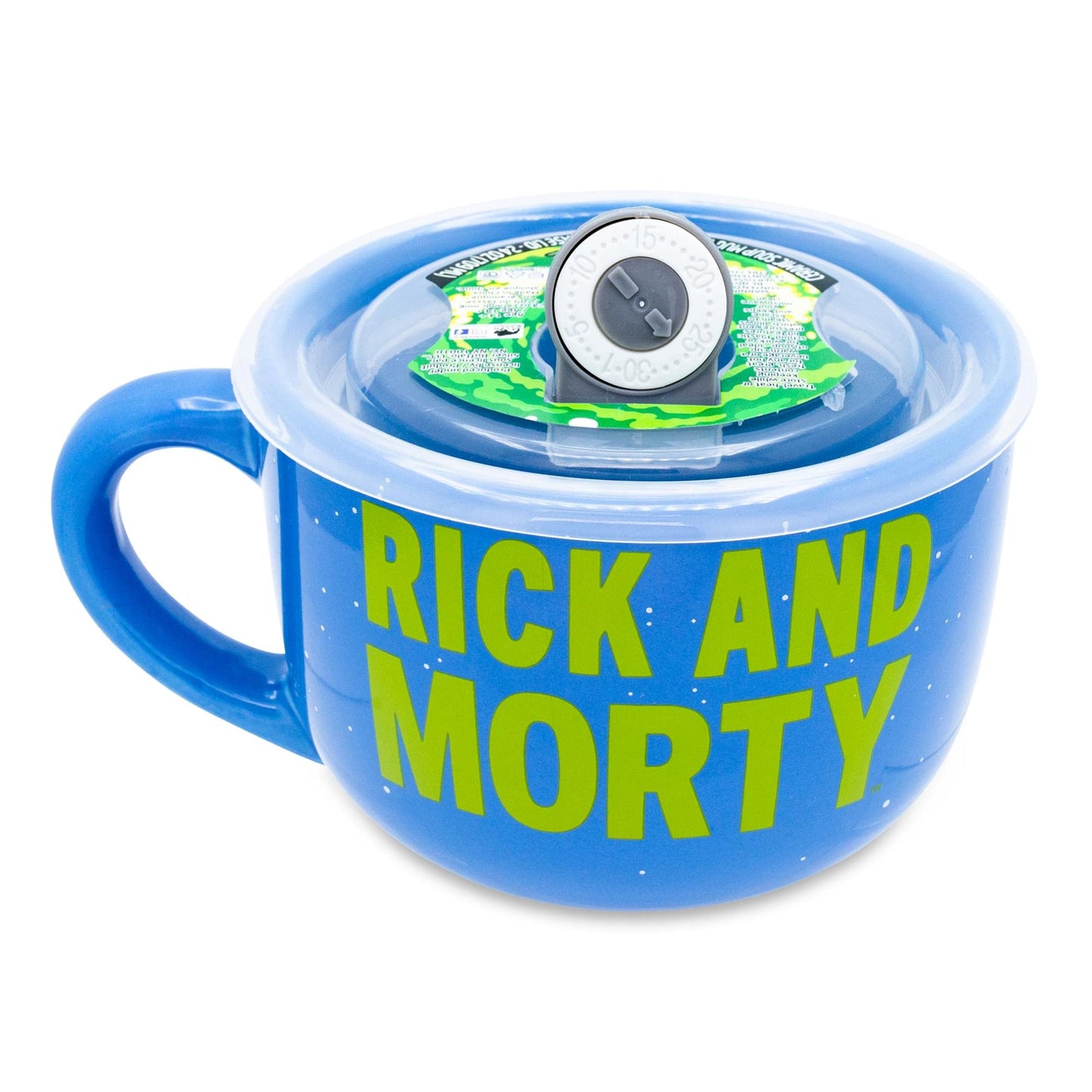 Taza de Sopa de Cerámica Silver Buffalo Rick and Morty Plata con Tapa Ventilada