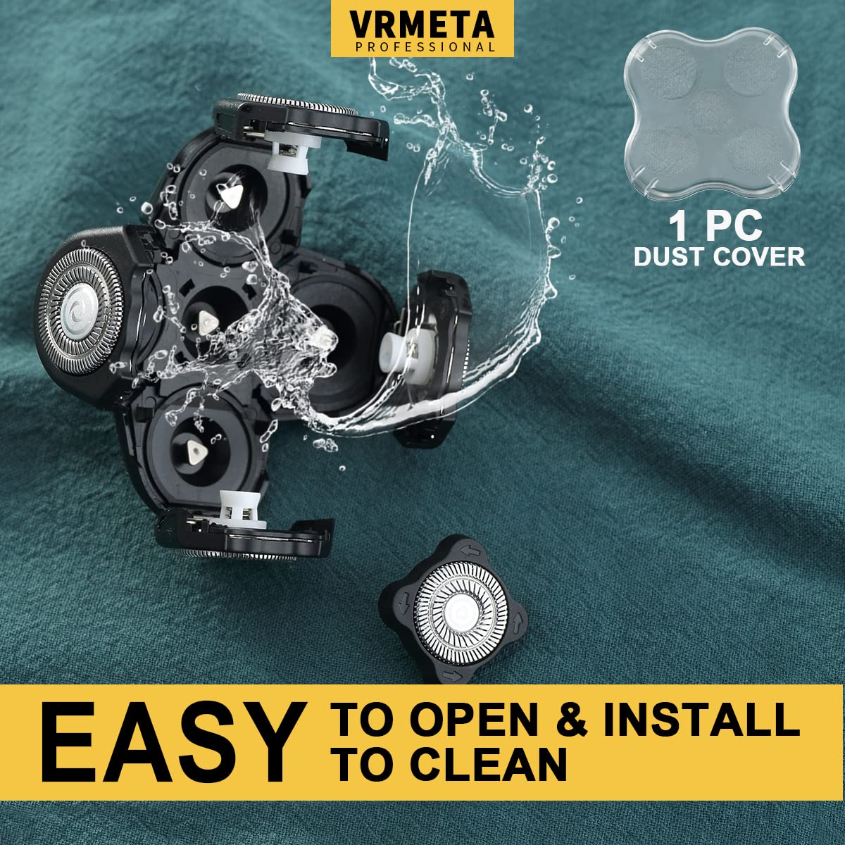 Cabezales de Repuesto para Afeitadora Eléctrica VRMETA Negro 5 Cuchillas de Acero Inoxidable Flexibles