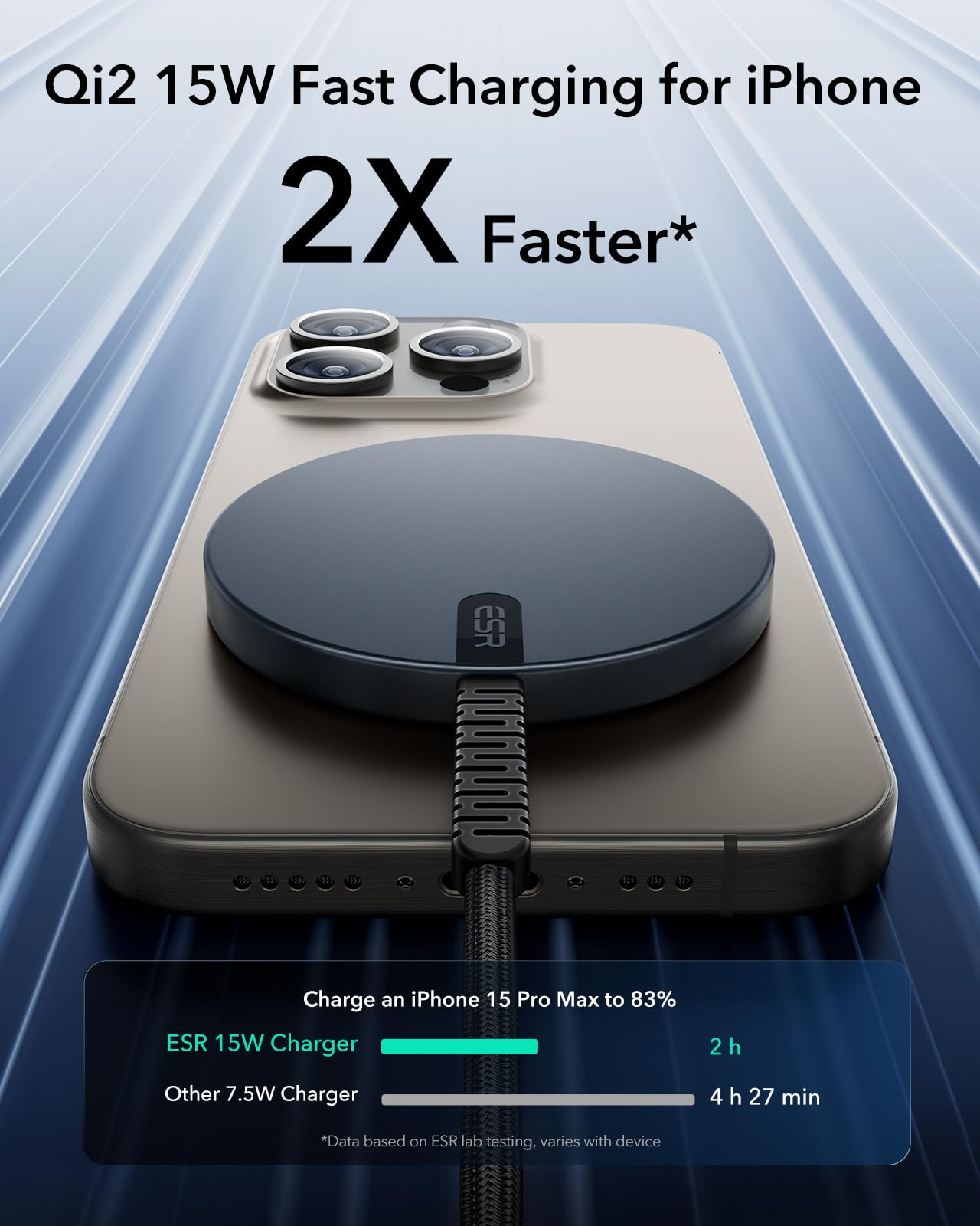 Cargador Inalámbrico ESR Almohadilla Magsafe para iPhone y AirPods 15W Magnética Paquete de 2