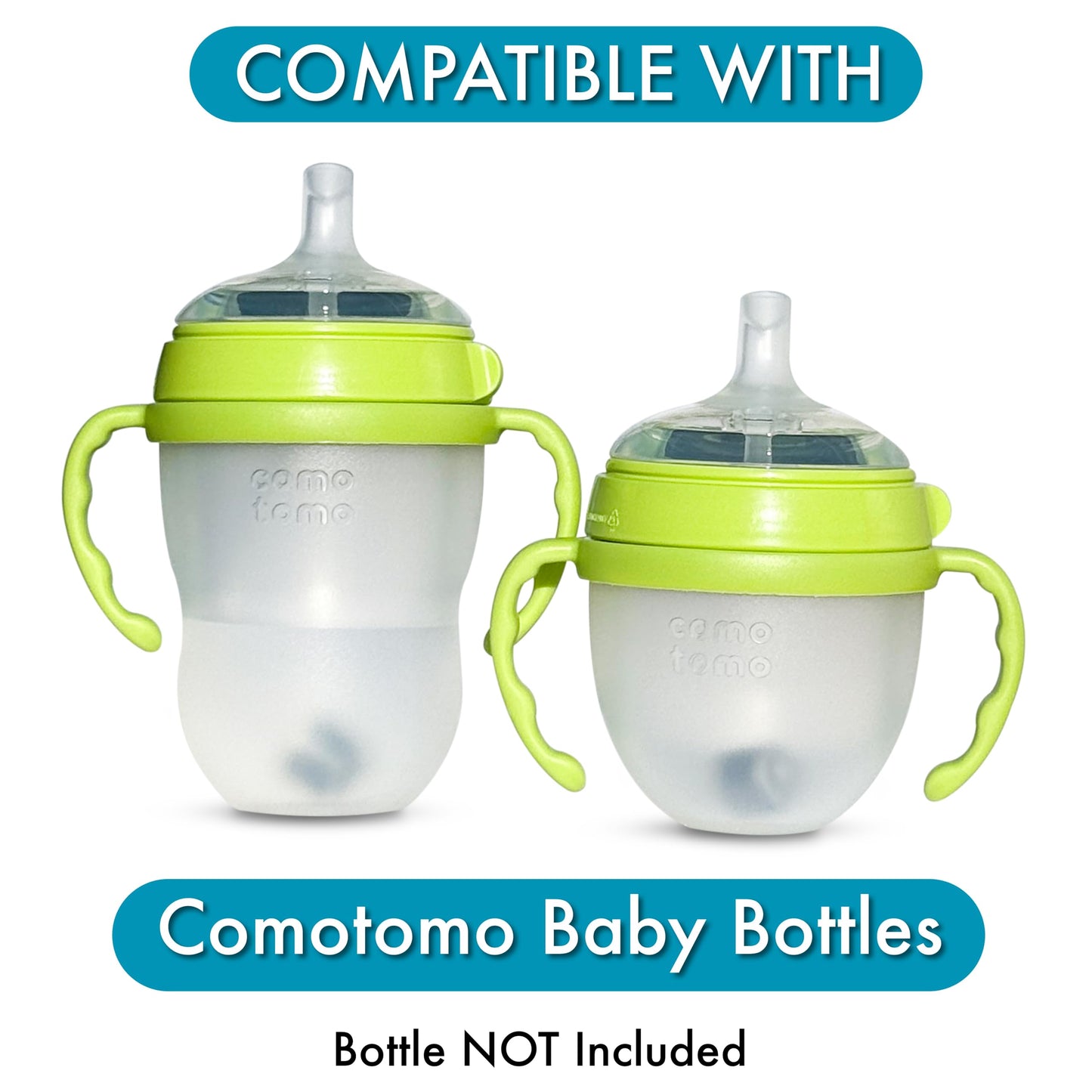 Kit de conversión de tazas de paja para biberones Comotomo de 2 unidades, pezones de silicona de grado alimenticio, popotes con peso de silicona, asas de botella y cepillo para polvo de limpieza, sin