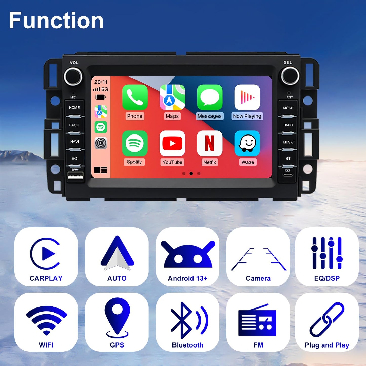 Hyperego Radio Android para Express Van 1500/2500/3500 2008-2026, Traverse 2009-2012, Monte Carlo 2006-2007, Buick Enclave 7‘’ Pantalla táctil, estéreo para Auto, CarPlay, Android Auto