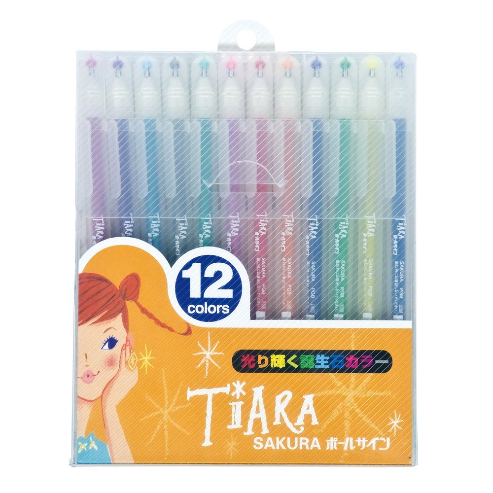 Juego de Bolígrafo Sakura Ballsign Tiara 12 Colores de Piedra Natal