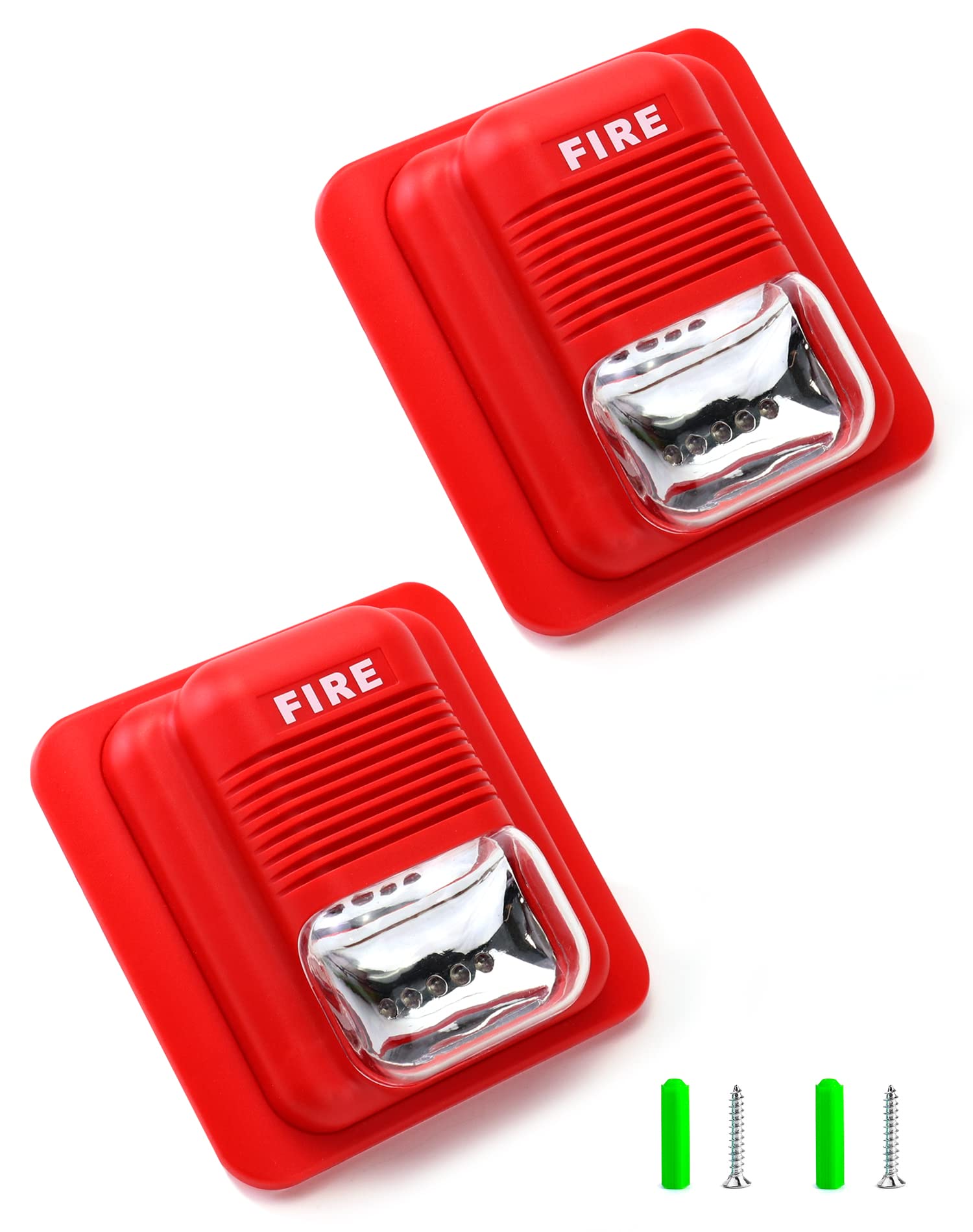 Alarma Contra Incendios QWORK Roja Paquete de 4 con Luz y Sonido Para Sistema de Seguridad