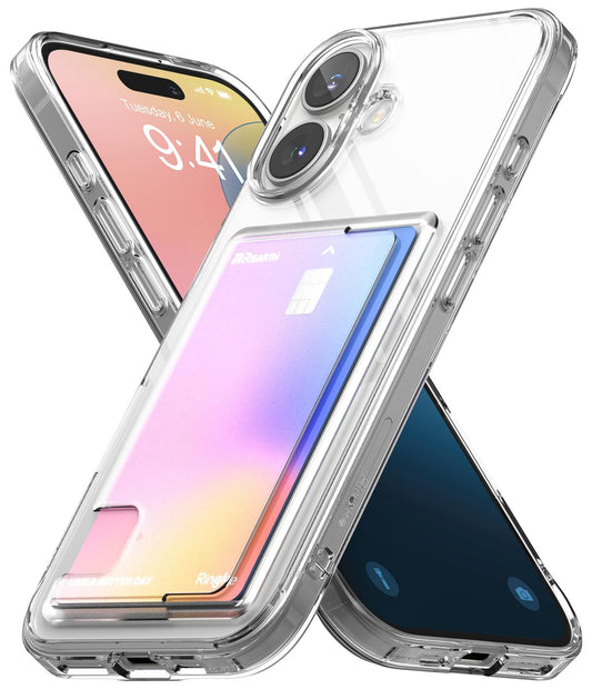 Funda iPhone 16 Ringke Fusion Clear con Porta Tarjeta Ligera