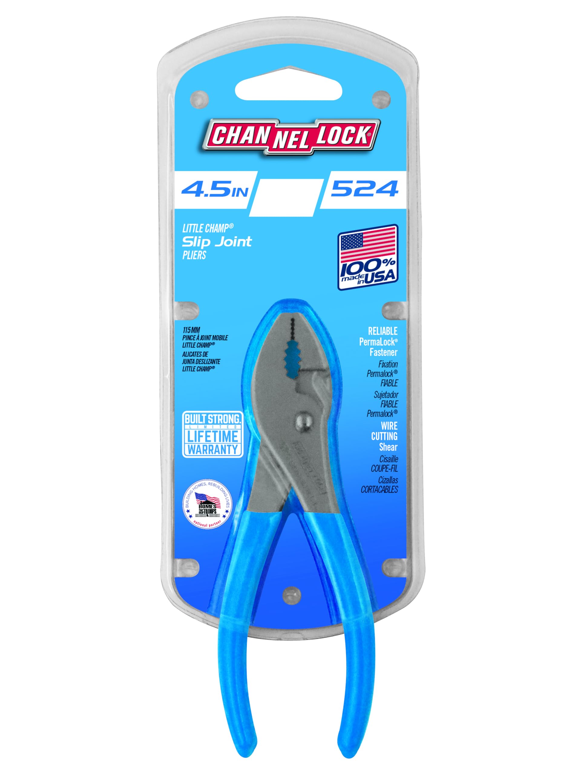 Channellock 524 - Alicates para juntas deslizantes Little Champ, 4.5 pulgadas, color azul