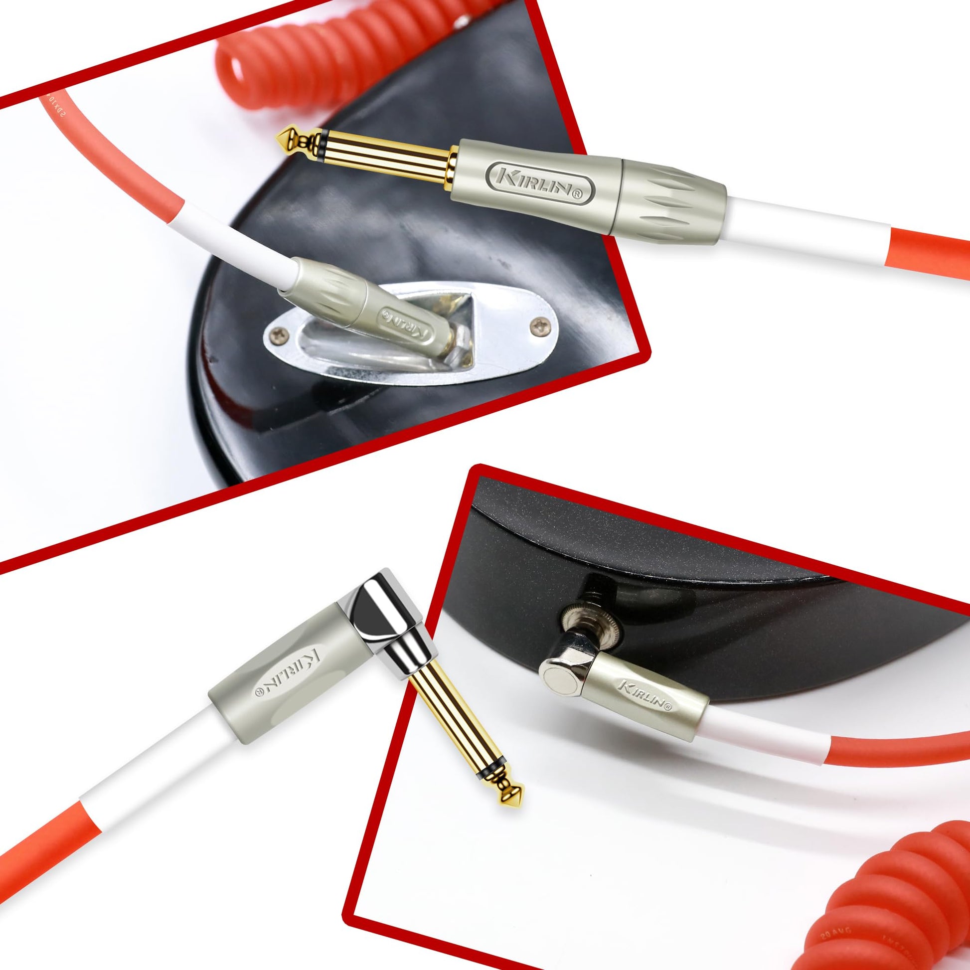 KIRLIN Cable IMK-202PFGL-30/RDF 1/4" Premium Coil Instrument Cable, 30', Red Translucent