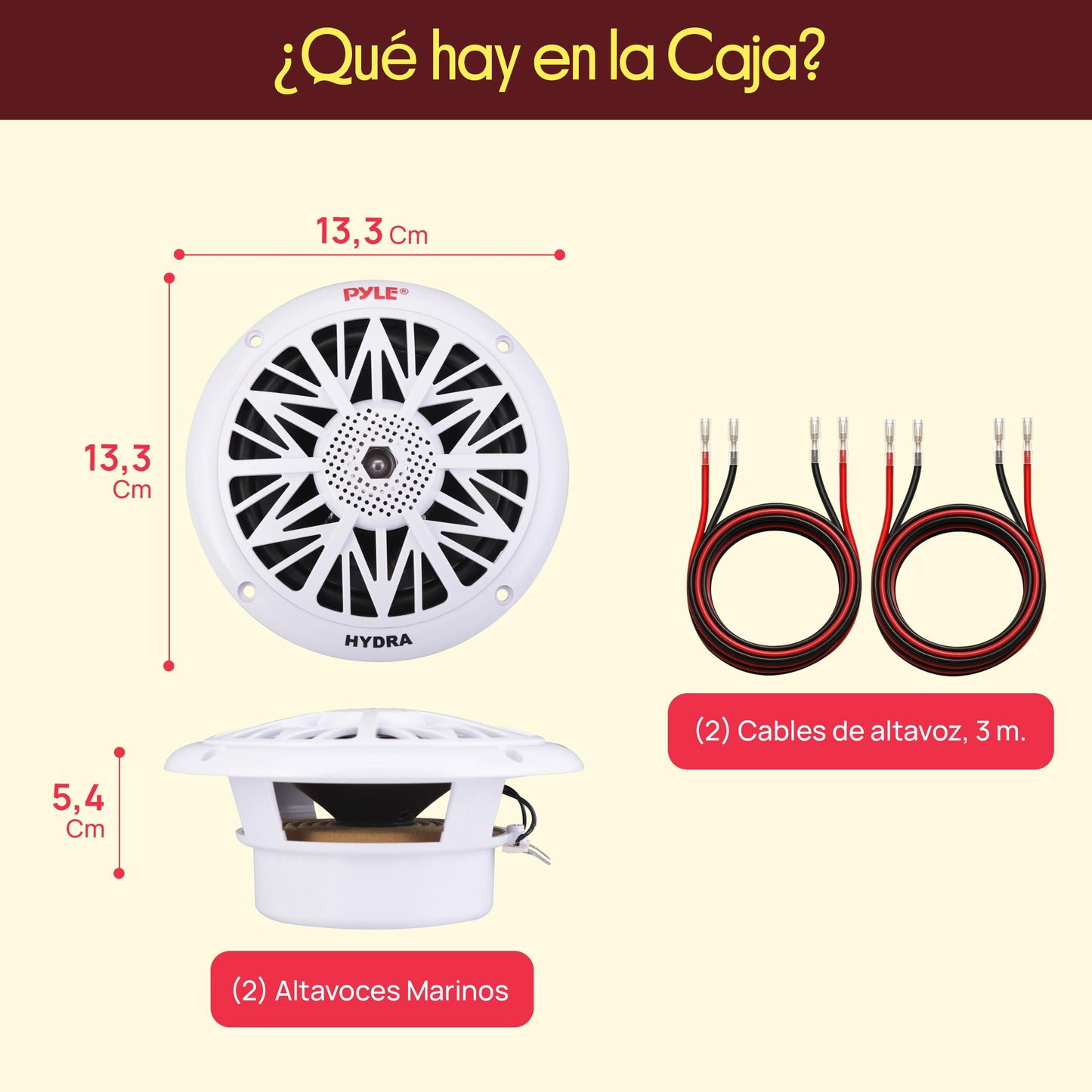 Pyle bocinas marinas dobles de 5.25 pulgadas. Sistema de sonido estéreo para exteriores resistente al agua. 2 vías. Potencia 150 W. 1 par.