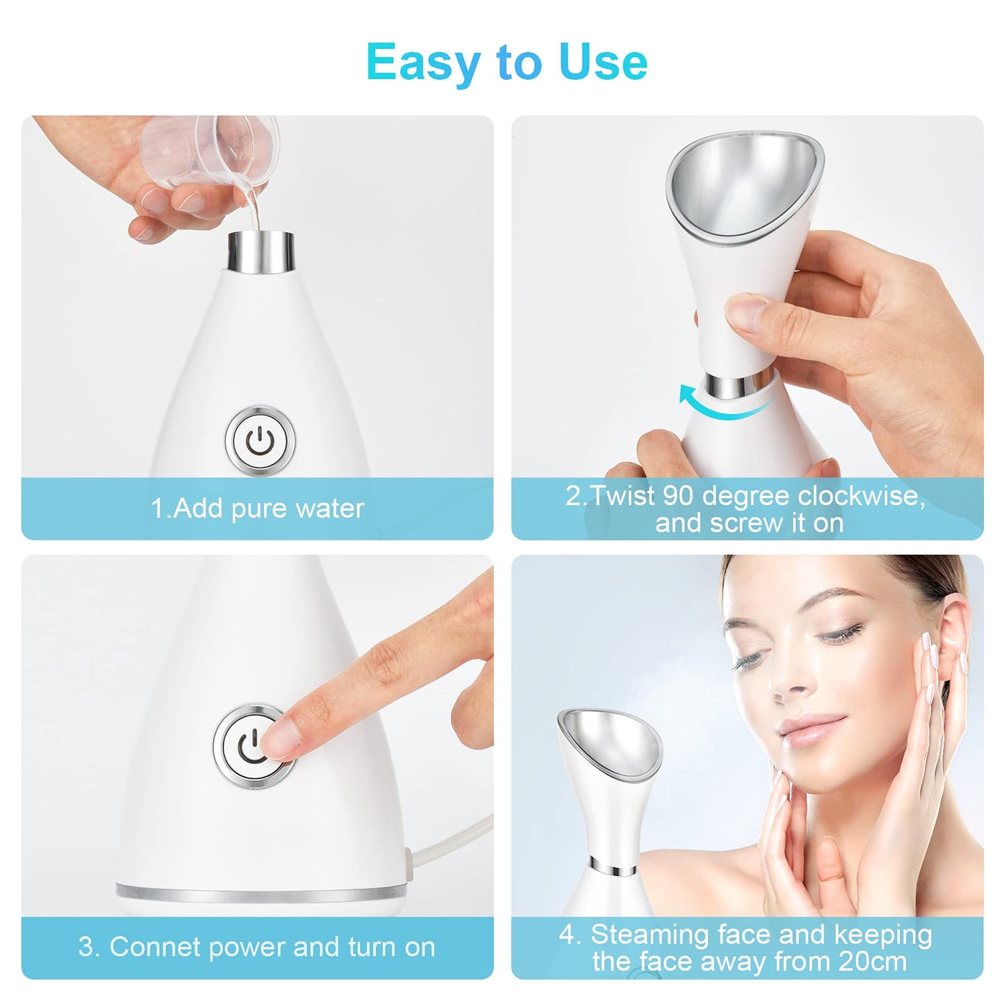 Seneryla - Vaporizador facial para cara, vaporizador facial para limpieza profunda facial, set de nano misterio para senos paranasales, desobstruye los poros, spa en casa, cuidado de la piel