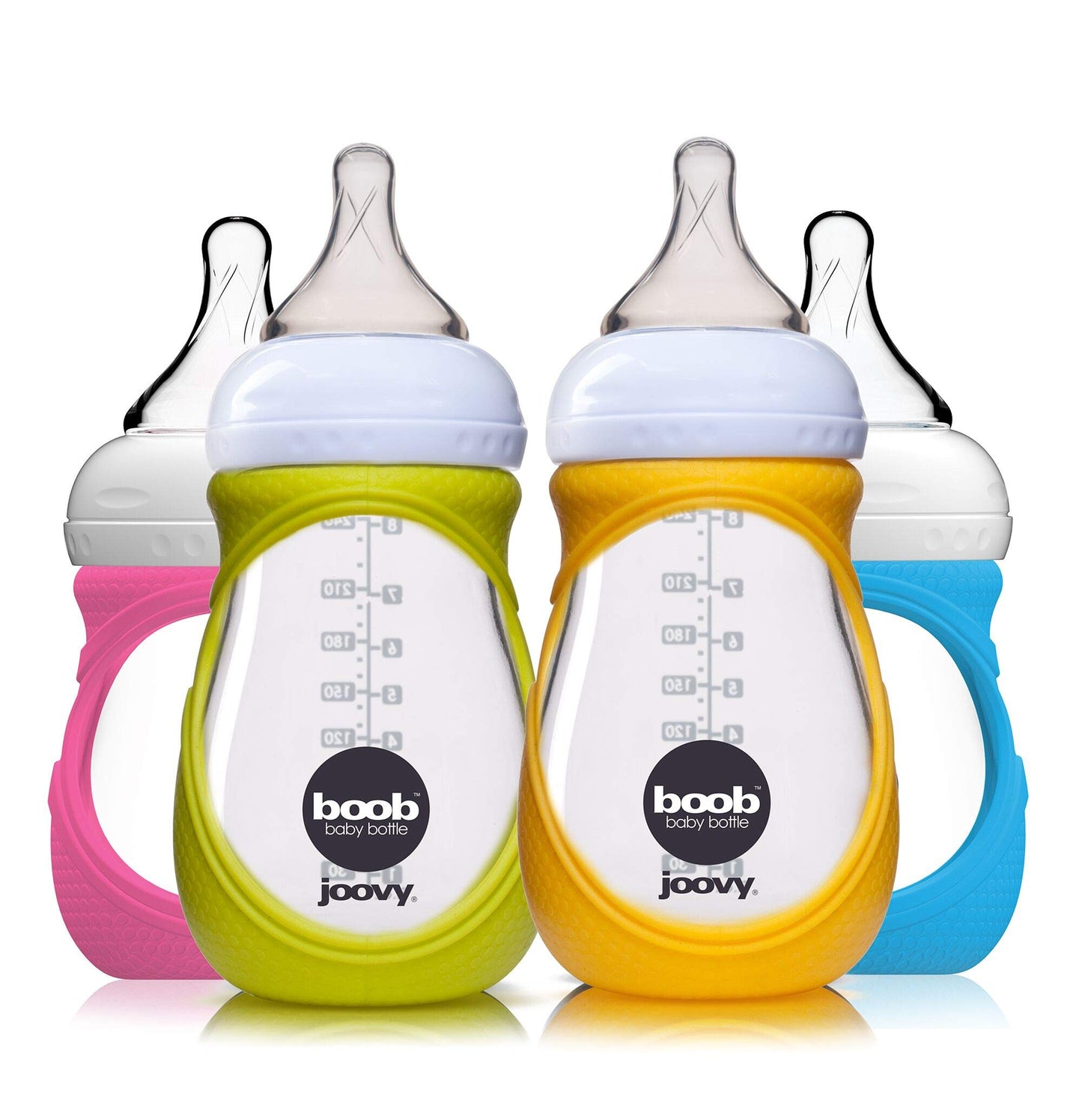 Botella de Vidrio Joovy Boob Verde con Funda, 8 Onzas