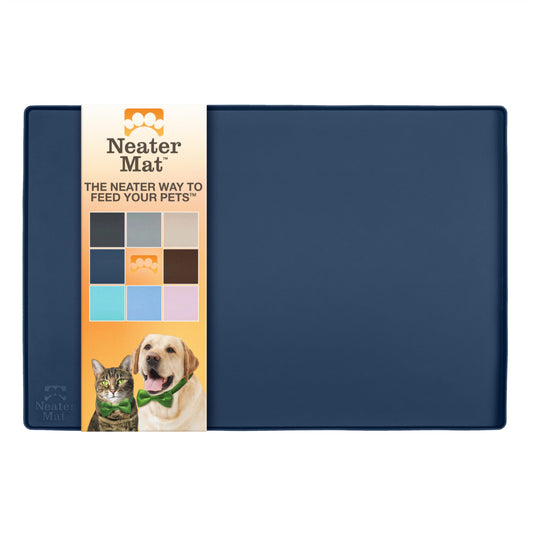 Alfombrilla Impermeable de Silicona Neater Pet Brands Azul Oscuro Protege Suelos de Alimentos y Agua