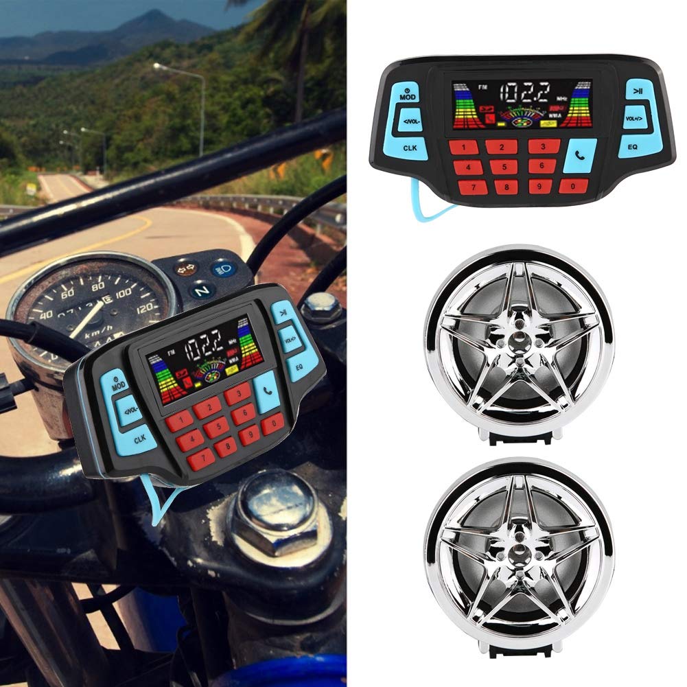 Radio Moto,Altavoces Estéreo De Motocicleta, Impermeable Moto BT Reproductor De Mp3 De Altavoces Estéreo De O Portador De Tarjeta USB TF De Altavoces Estéreo De O