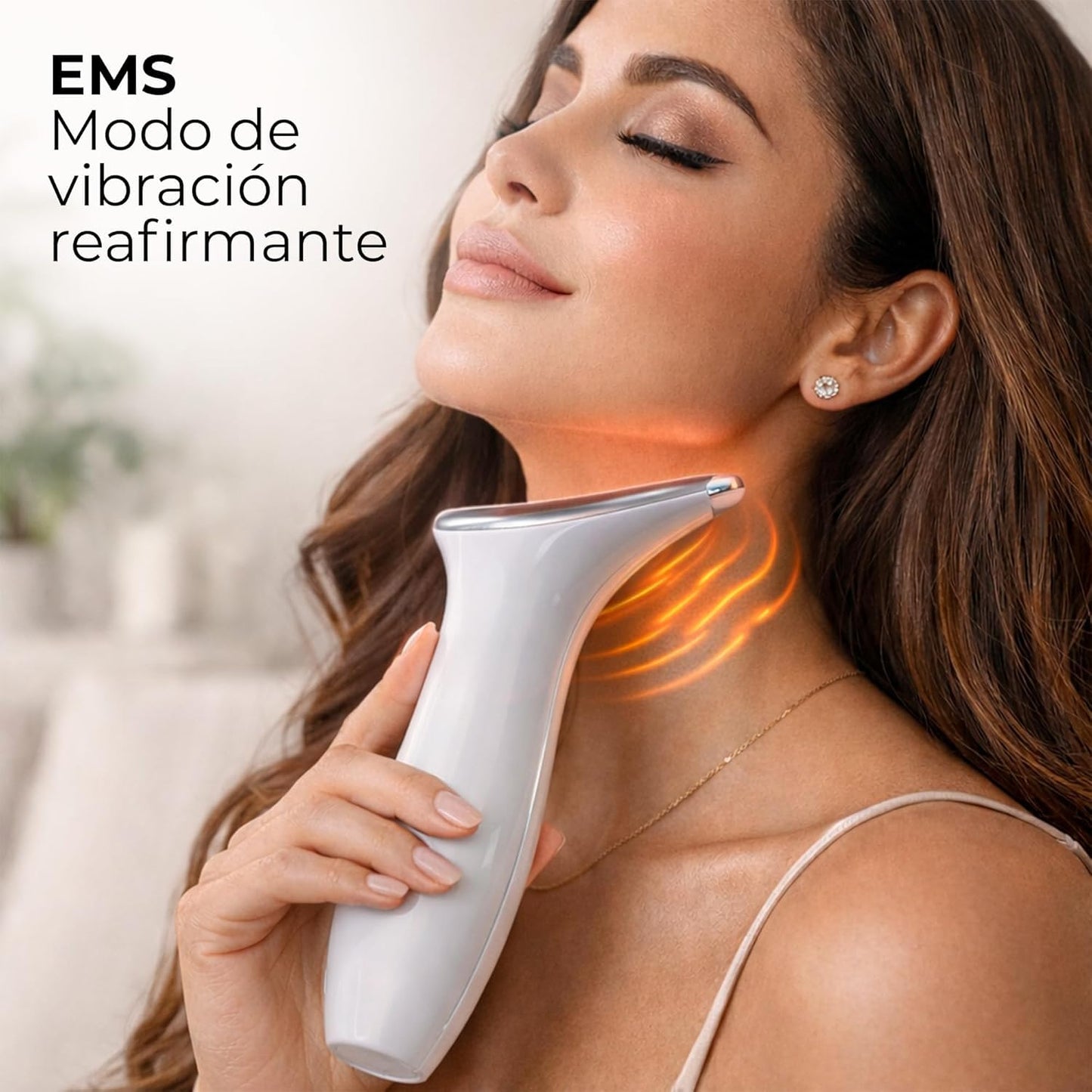 CLEOSKIN Kit Masajeador de Cuello con Fototerapia LED y EMS | Incluye 3 Serums Faciales (Vitamina C, Ácido Hialurónico con Niacinamida y Oro 24K, 30 ml c/u) | Antiedad, Hidratante y Reafirmante