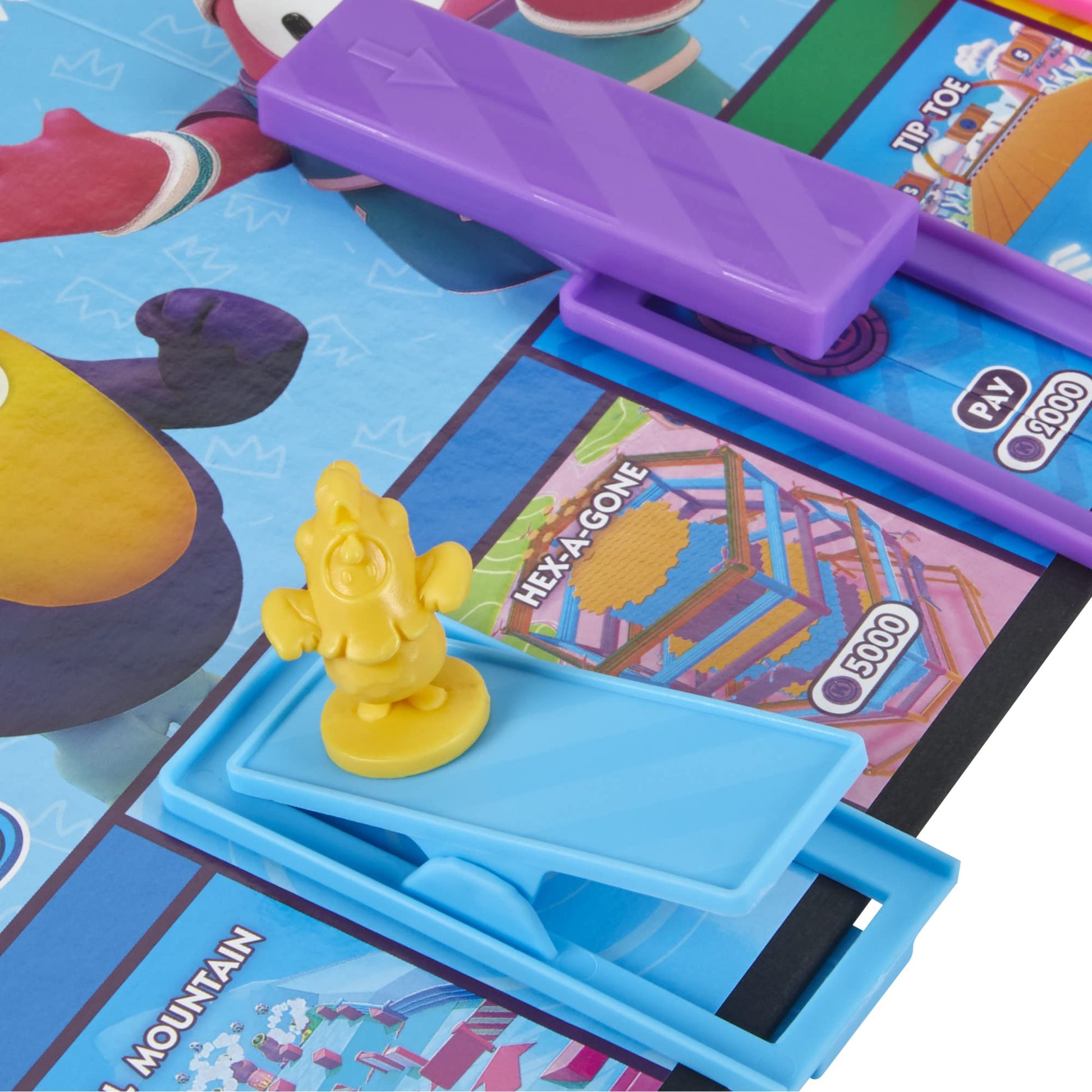 Juego de Mesa Monopoly Edición Fall Guys Ultimate Knockout para Jugadores de 8 Años+ con Obstáculos Interactivos y Troquel Knockout