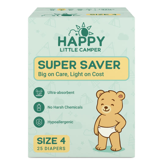 Pañales Desechables Happy Little Camper Talla 4 Hipoalergénicos Ultra Absorbentes para Piel Sensible