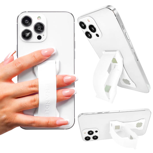 Agarre para Teléfono LOVEHANDLE PRO Blanco con Correa de Silicona y Soporte Magnético