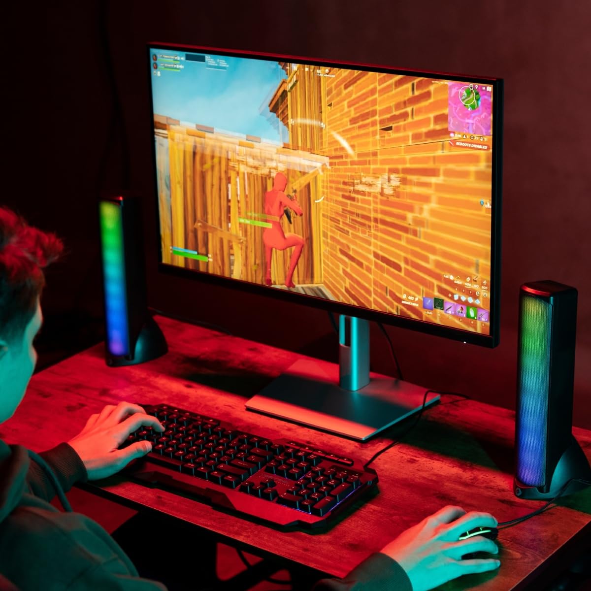 PERFECTCHOICE VORTRED Bocinas Inalámbricas Gamer con Luz RGB - Sonido HQ Transmisión BT Aura