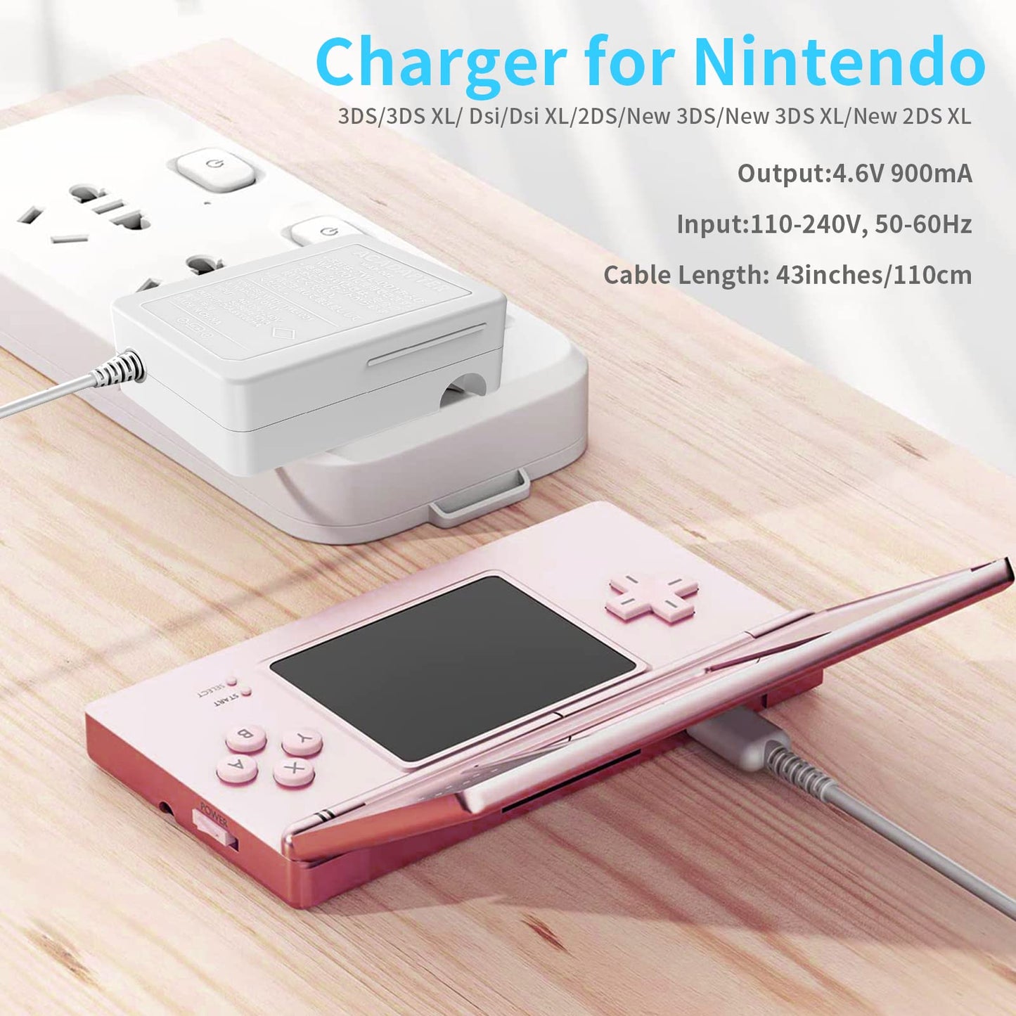Adaptador de Corriente AC Compatible con 3DS DSi de Viaje 100-240V
