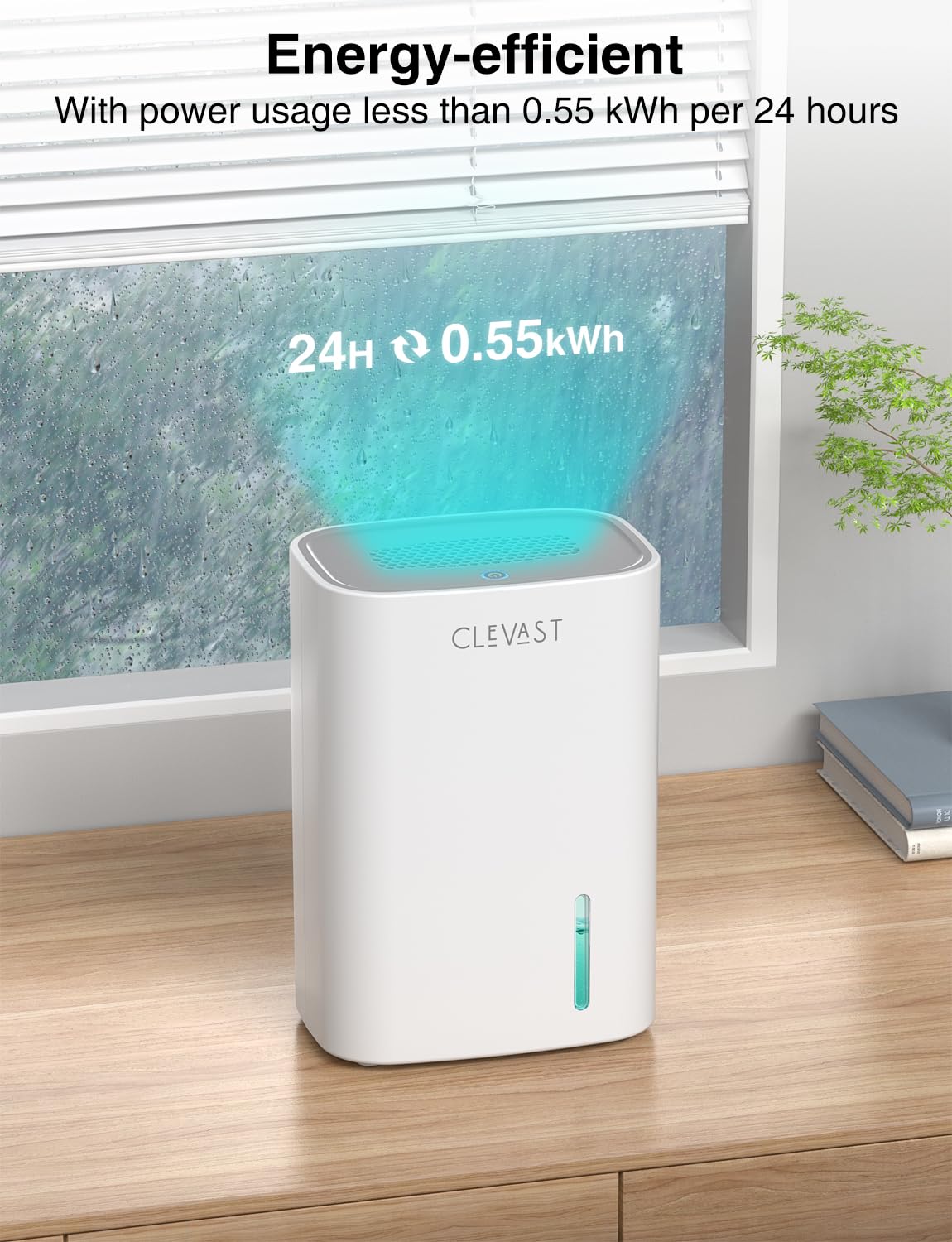 CLEVAST Deshumidificador pequeño para el hogar, mini deshumidificador silencioso de 30 oz para dormitorio, deshumidificador de aire compacto portátil para habitación, baño, armario, RV, casa rodante