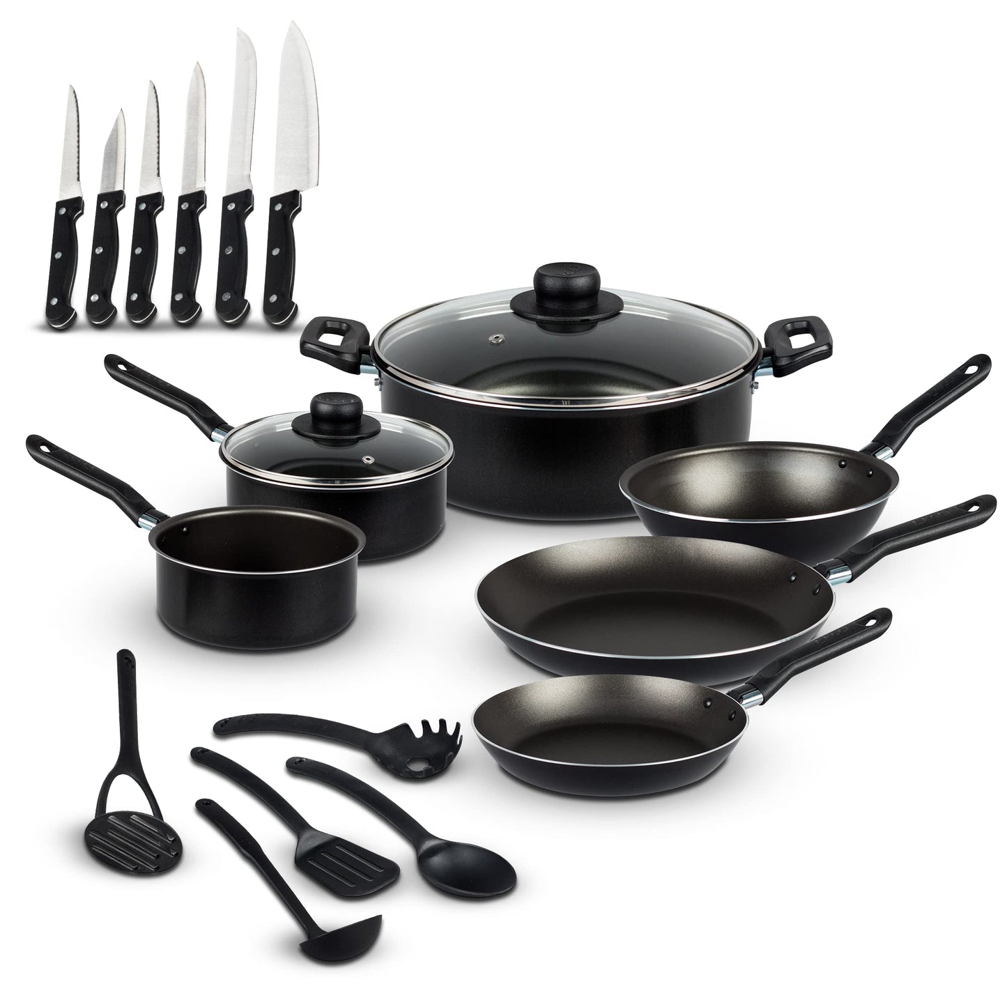 Batería de Cocina Ekco Negro con Antiadherente Serum 19 Piezas de Aluminio