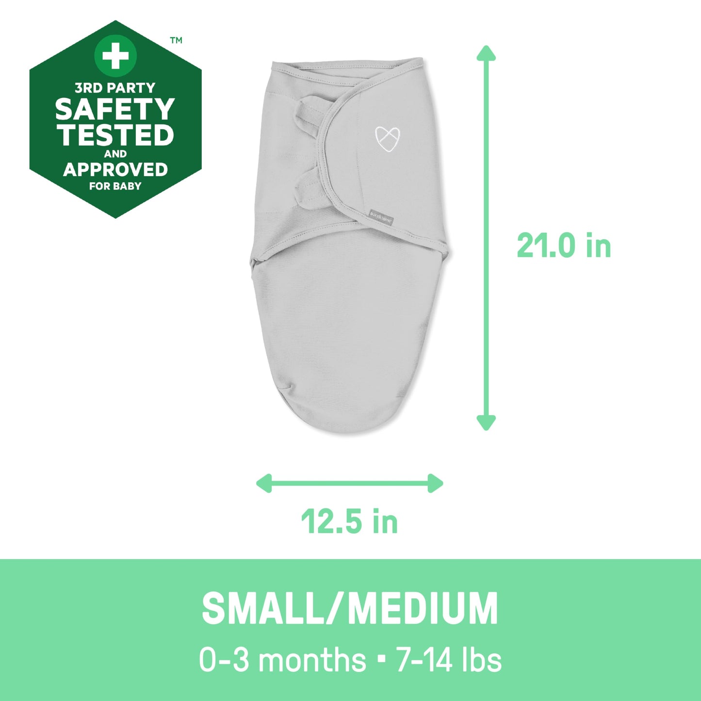 SwaddleMe by Ingenuity Original Swaddle, tamaño pequeño/Mediano, para Edades de 0 a 3 Meses, 7 a 14 Libras, hasta 26 Pulgadas de Largo, Paquete de 2 Mantas para bebé