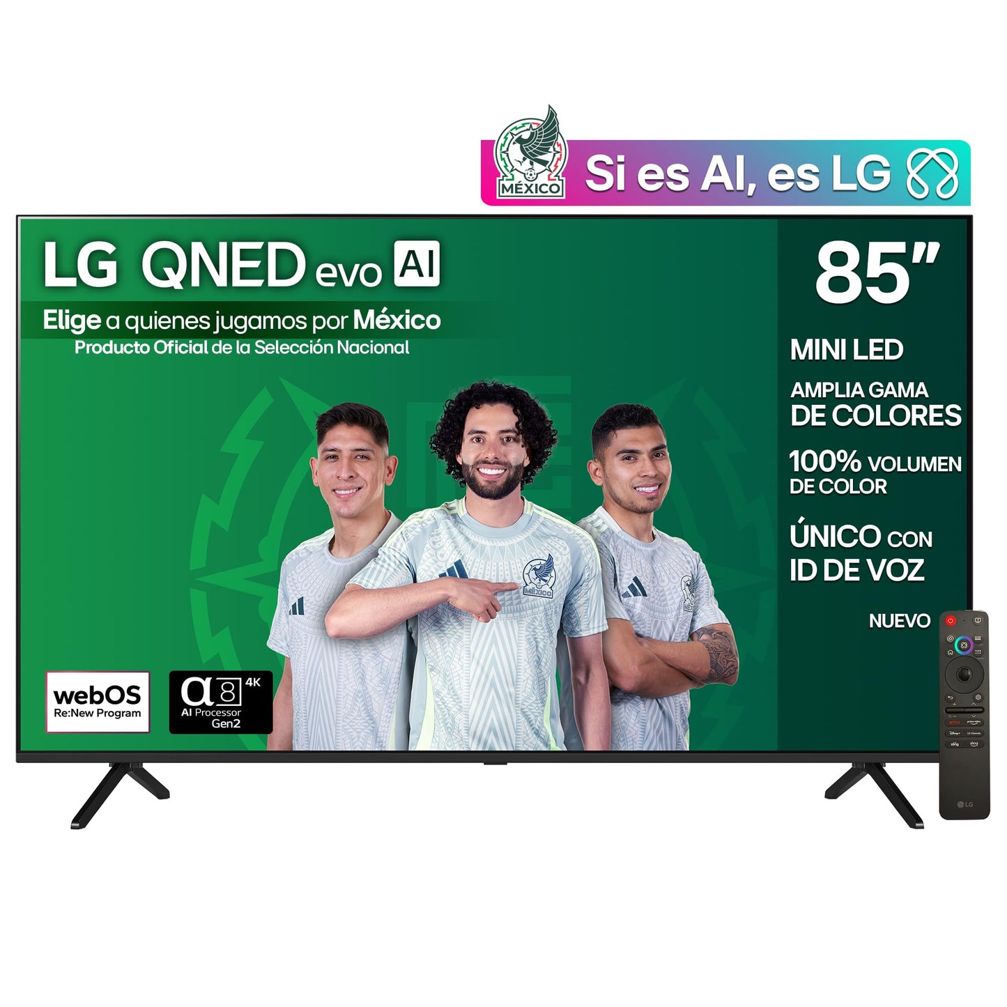 LG Pantalla 85 Pulgadas QNED EVO AI QNED92 4K Smart TV webOS 2025 85QNED92ASA |Sistema Operativo webOS|Identificación de Voz AI |120Hz|Dynamic QNED Color|Dolby Atmos & Dolby Vision Channels