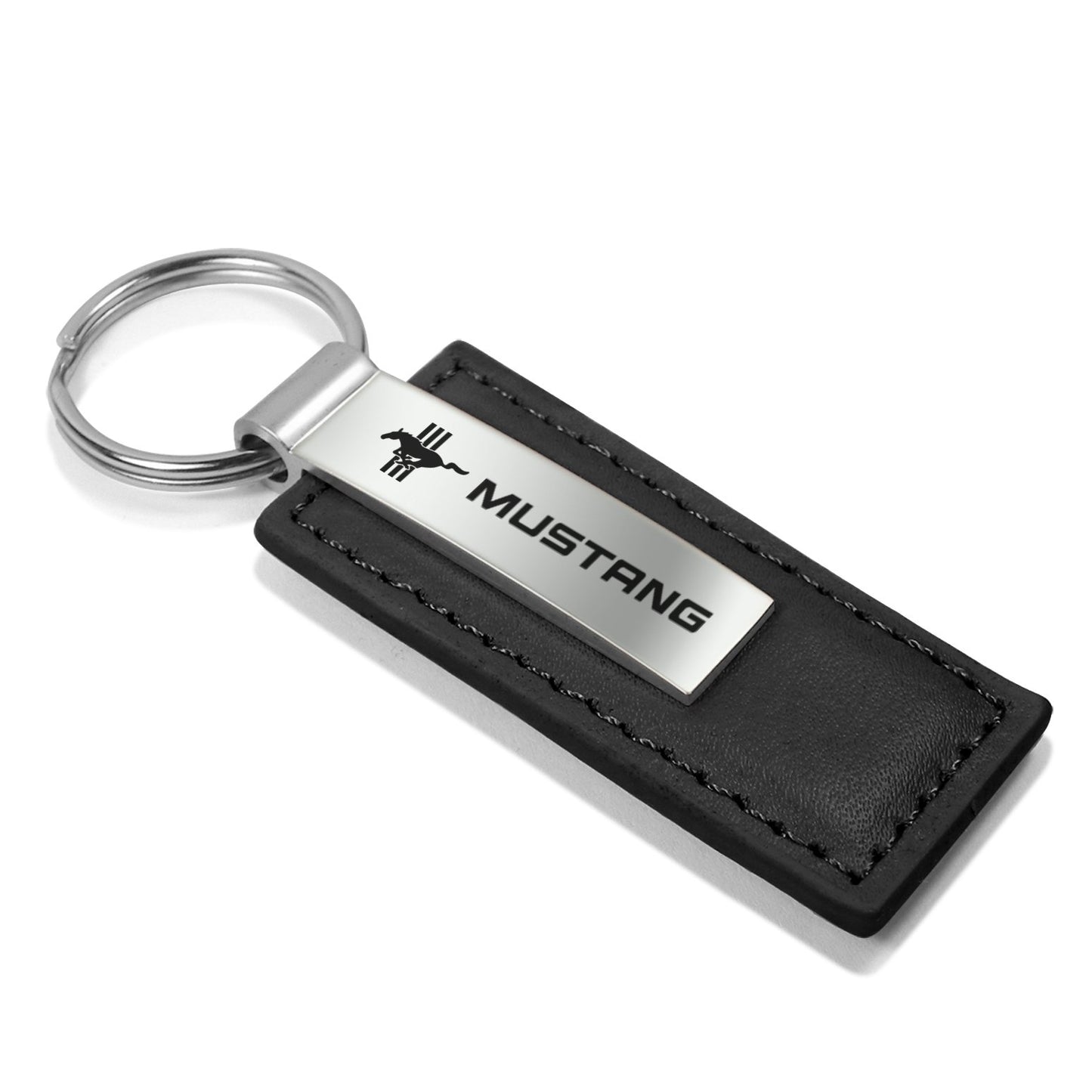 Ford Mustang - Llavero de piel negro con logotipo de triple barra