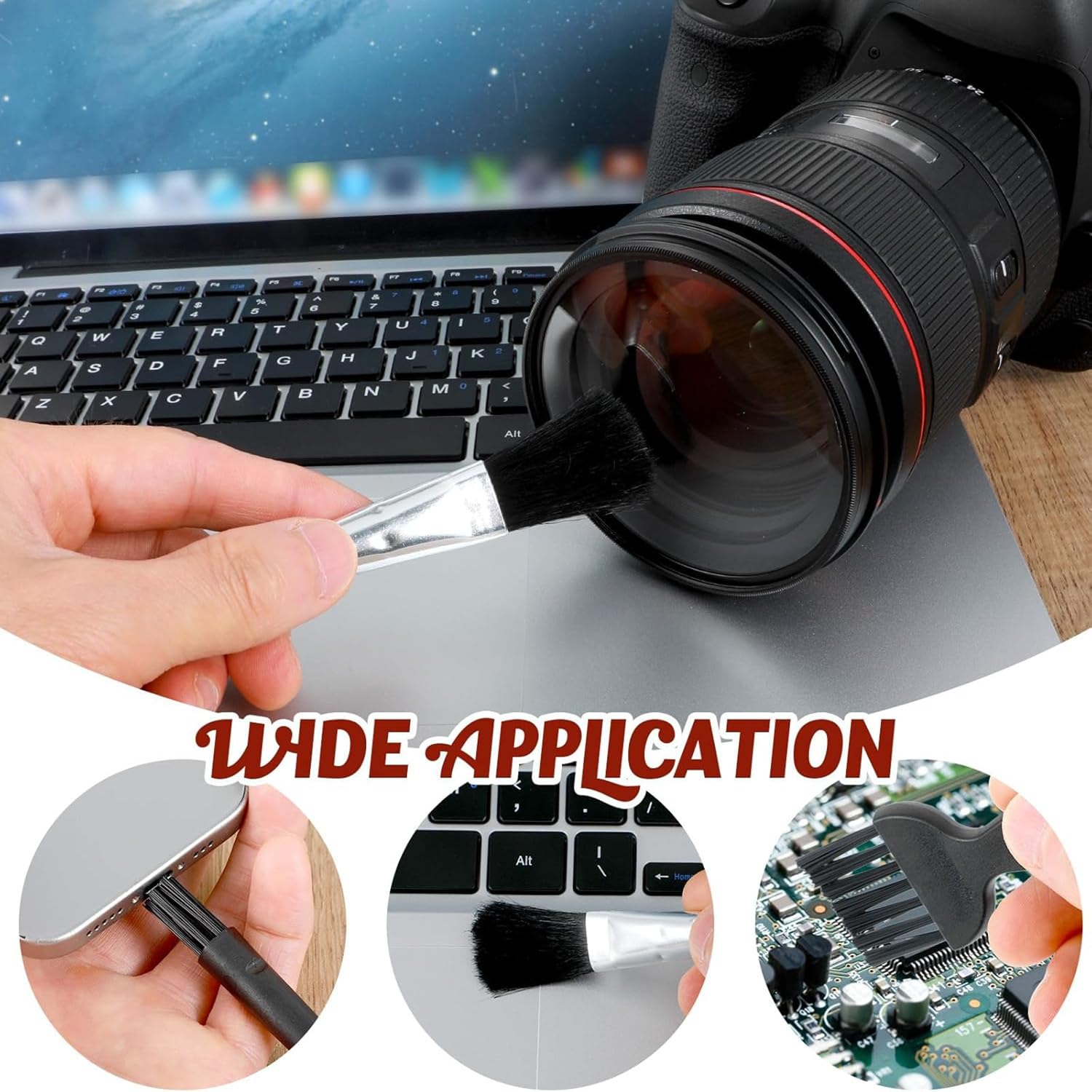 Kit de cepillos de limpieza para 8 mini teclados, cepillo de limpieza electrónico antiestático, mango PP y cerdas de nylon, cepillo de limpieza para teclado de computadora y teclado para espacios