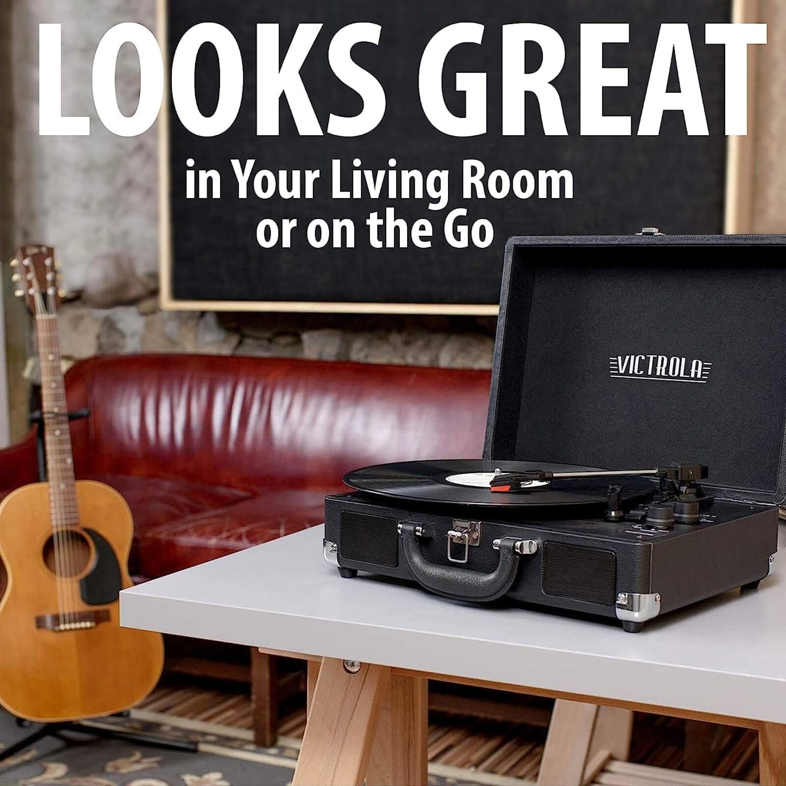 Tocadiscos Maleta Victrola Journey+ Bluetooth Café Oscuro con Bocinas Integradas para Vinilos 33-1/3, 45 y 78 RPM
