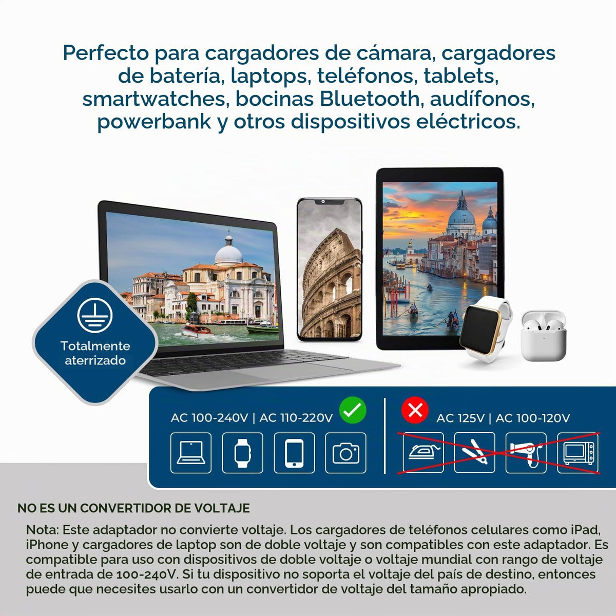 Adaptador de Enchufe de Viaje Orei Azul con Protección USB Dual Tipo L para Italia