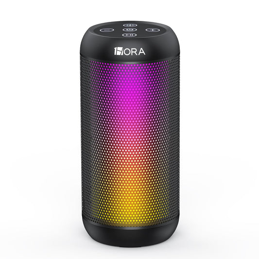 Bocina Bluetooth Portátil Hora Negro con Iluminación RGB y Emparejamiento TWS
