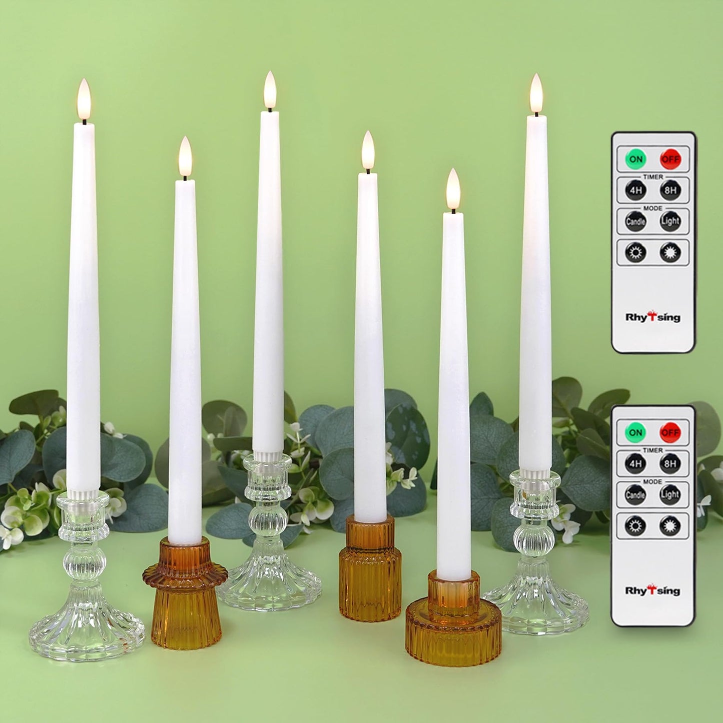 Velas Largas LED Rhytsing Blanco Cálido con Temporizador y Mandos a Distancia diseño Rústico 29cm