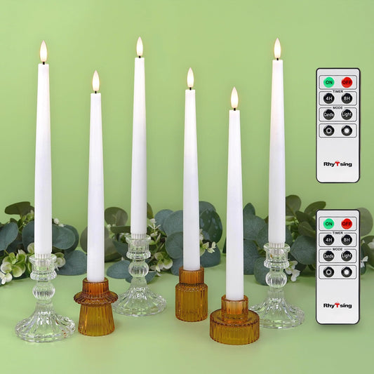Velas Largas LED Rhytsing Blanco Cálido con Temporizador y Mandos a Distancia diseño Rústico 29cm