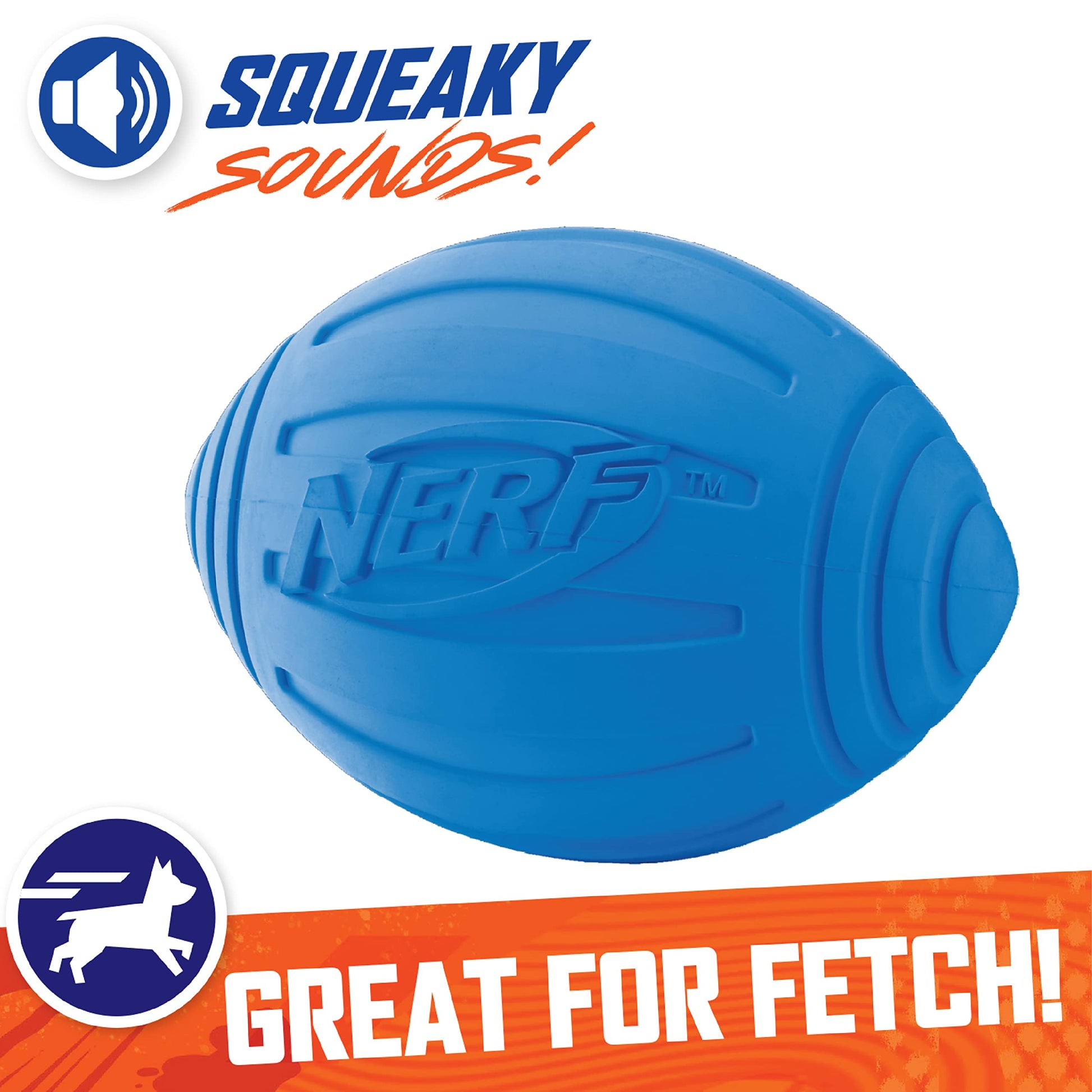 Balón de Fútbol Nerf Dog Azul con Squeaker