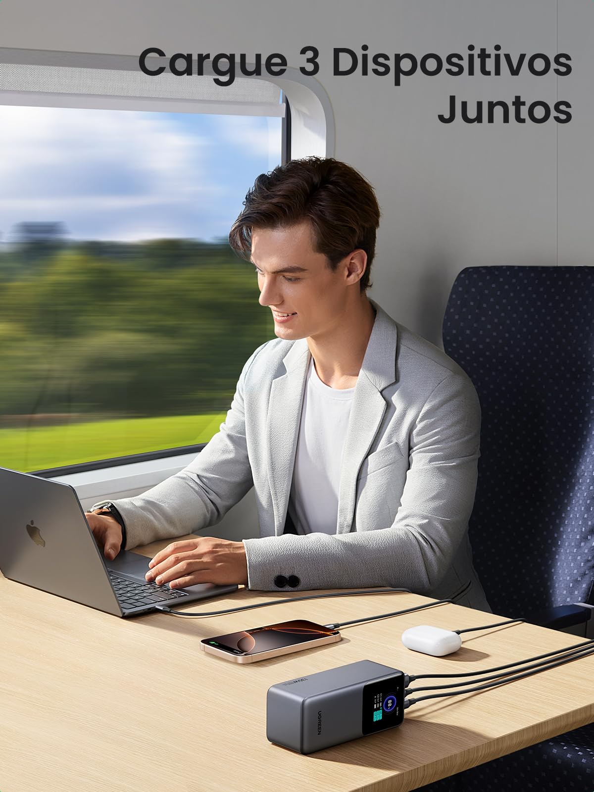 Power Bank UGREEN 20000mAh 130W Nexode con Pantalla Inteligente TFT