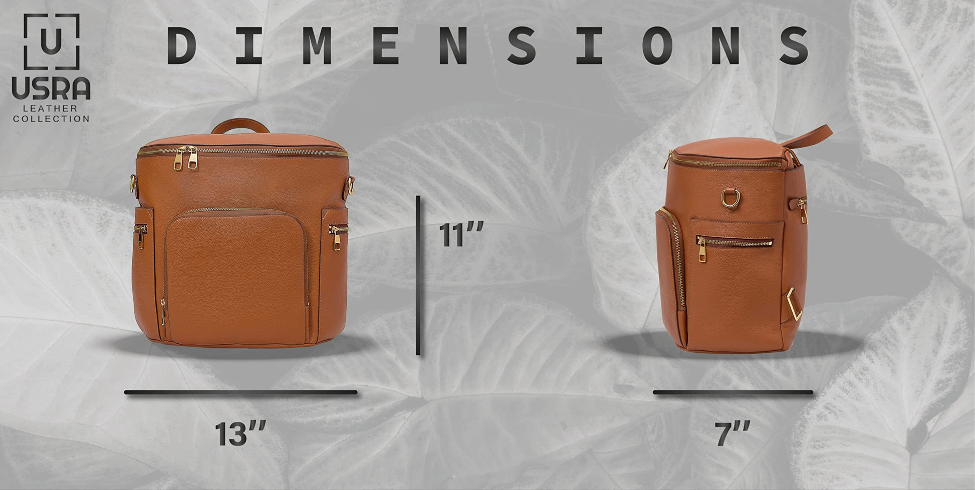 USRA - Bolsa de pañales de piel auténtica, mochila para mamás, organizador de bolsa de maternidad funcional de calidad duradera, Marrón, Large, Piel auténtica