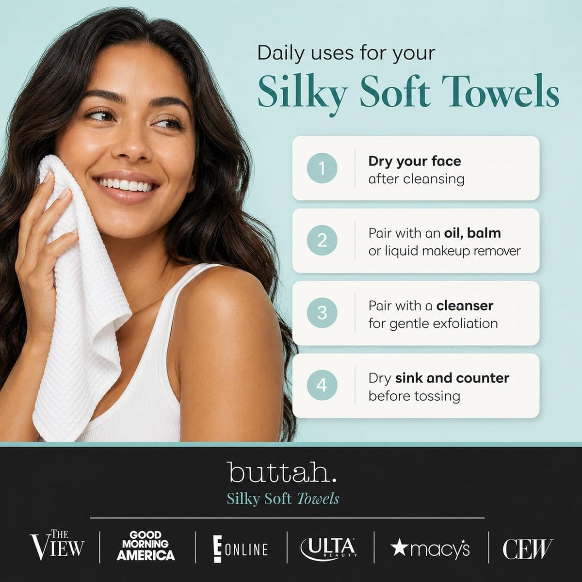 buttah. by Dorion Renaud Toallas faciales desechables Buttah Skin, paquete de 24 unidades: toallas extra gruesas, suaves y grandes para pieles sensibles, viajes y desmaquillado.