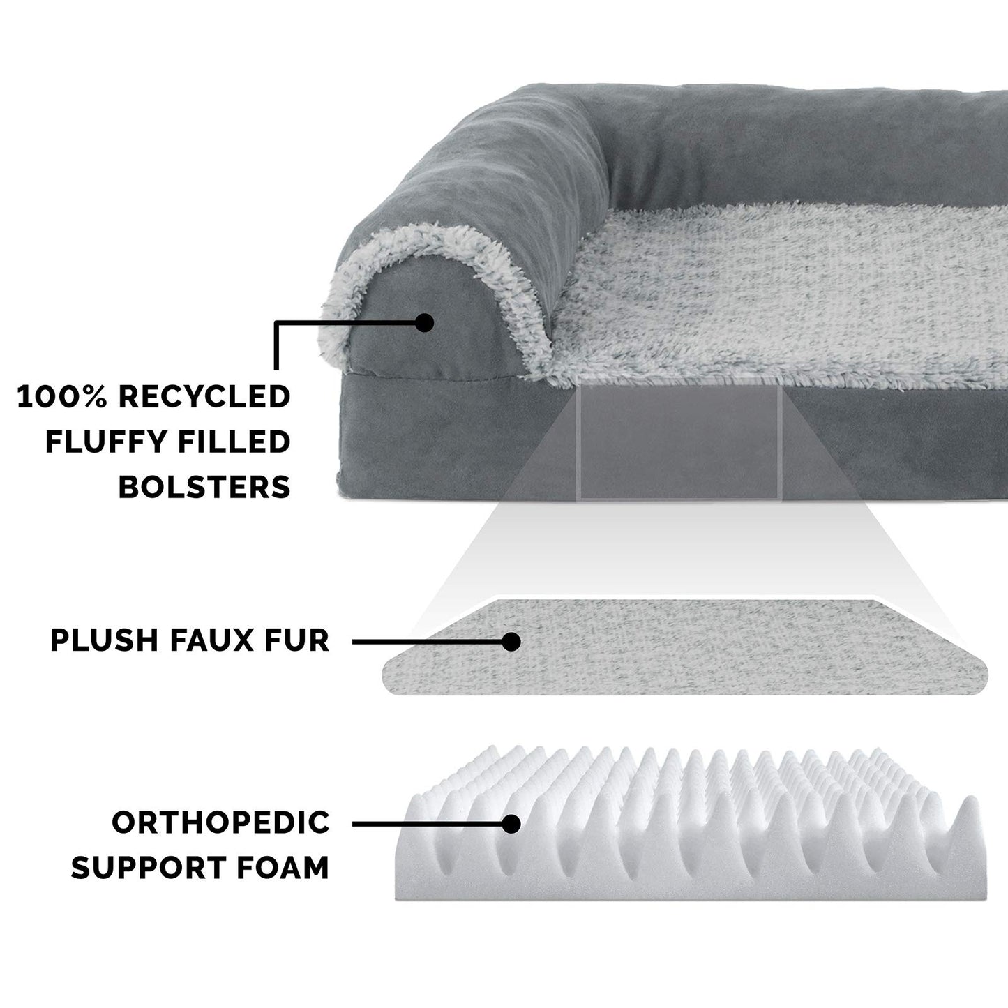 Furhaven - Deluxe - Cama para perros y gatos, gris Stone, tamaño mediano