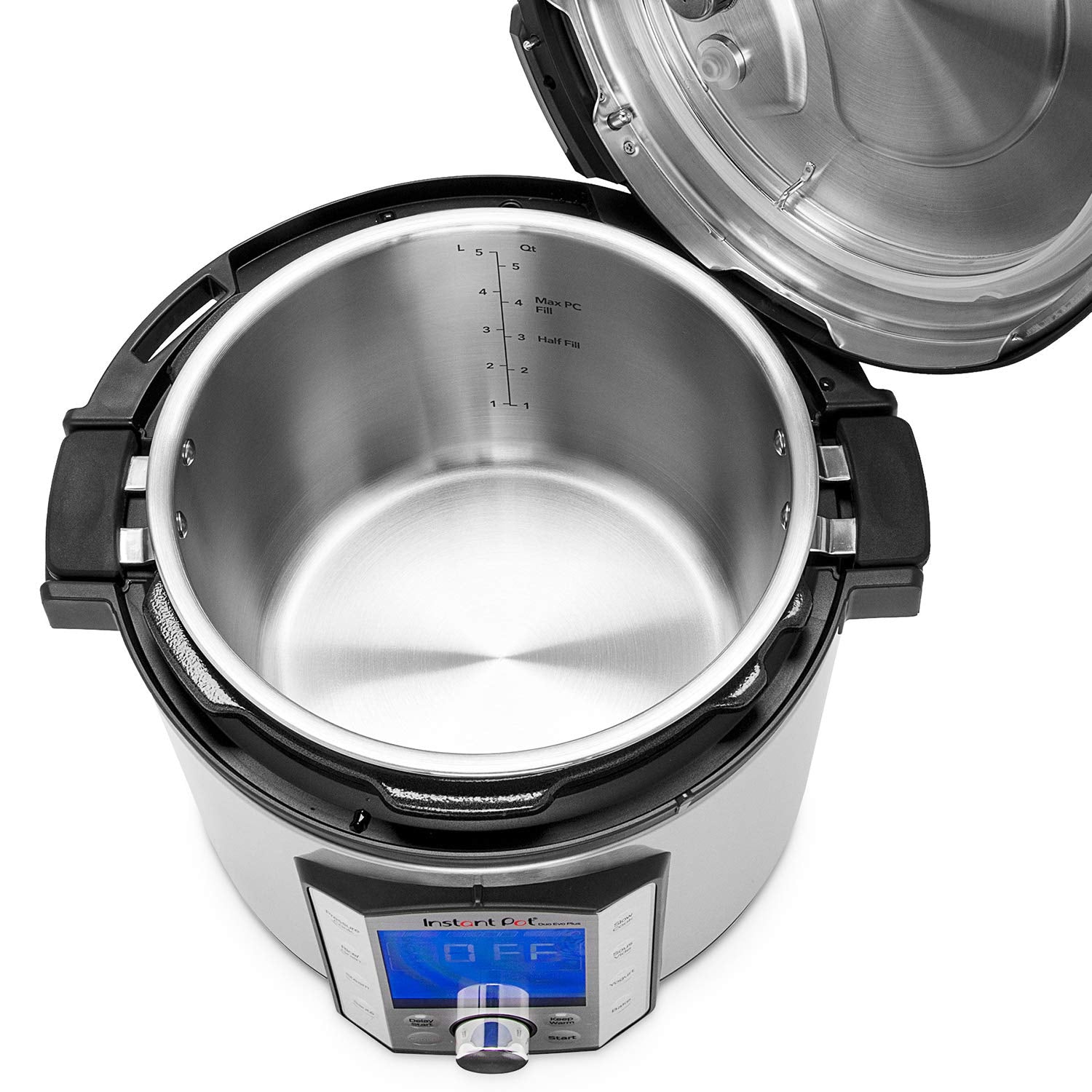 Maceta instantánea de acero inoxidable con asas, 6 cuartos de galón, superficie pulida, olla de arroz, olla de acero inoxidable, uso con Duo Evo de 6 cuartos de galón, Pro & Pro Crisp