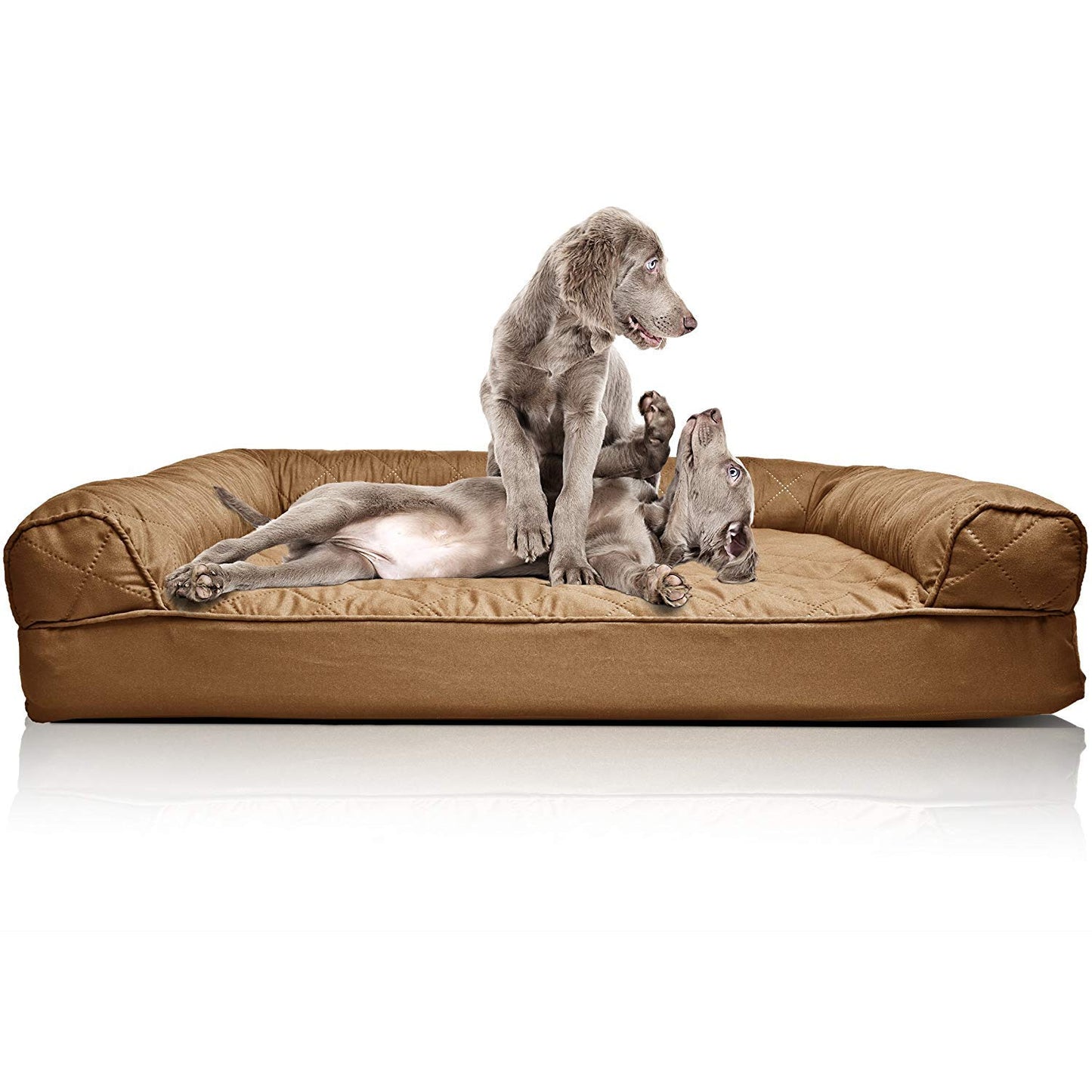 Furhaven Pet - Sofá ortopédico acolchado pequeño FurHaven para perros y gatos, rojo vino, café cálido