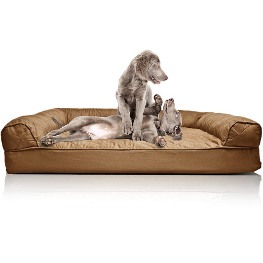 Furhaven Pet - Sofá ortopédico acolchado pequeño FurHaven para perros y gatos, rojo vino, café cálido