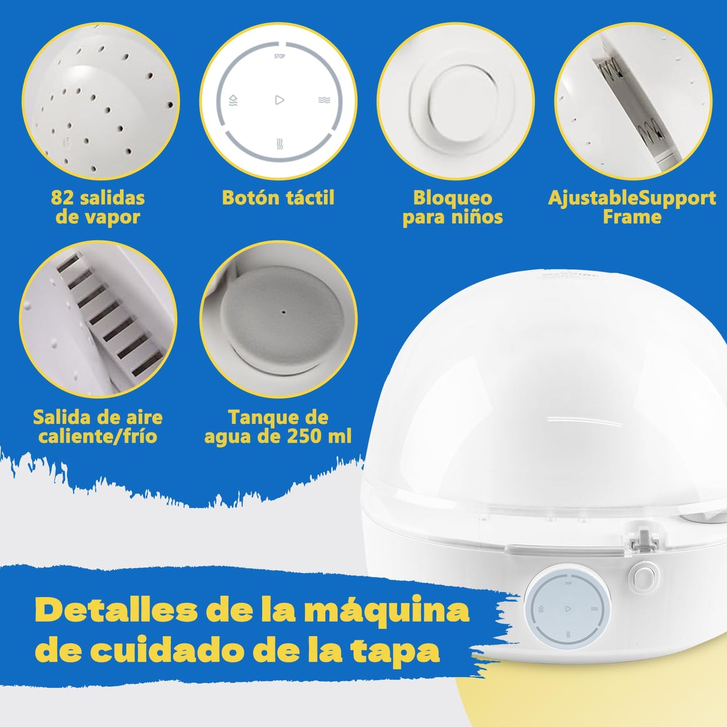 Máquina de Vapor YUYO Blanca para Limpiar y Secar Sombreros de Béisbol y Pescador