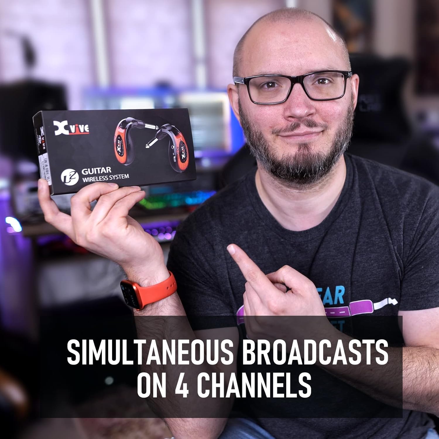 Xvive U2 Sistema de guitarra inalámbrico 3 tonos Sunburst 2.4 GHz Transmisor y receptor para guitarra eléctrica bajo teclado violín